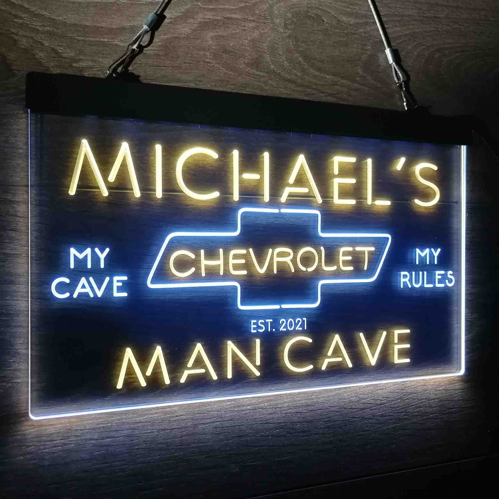 Custom Name Chevrolet Car Home Bar Neon LED Sign