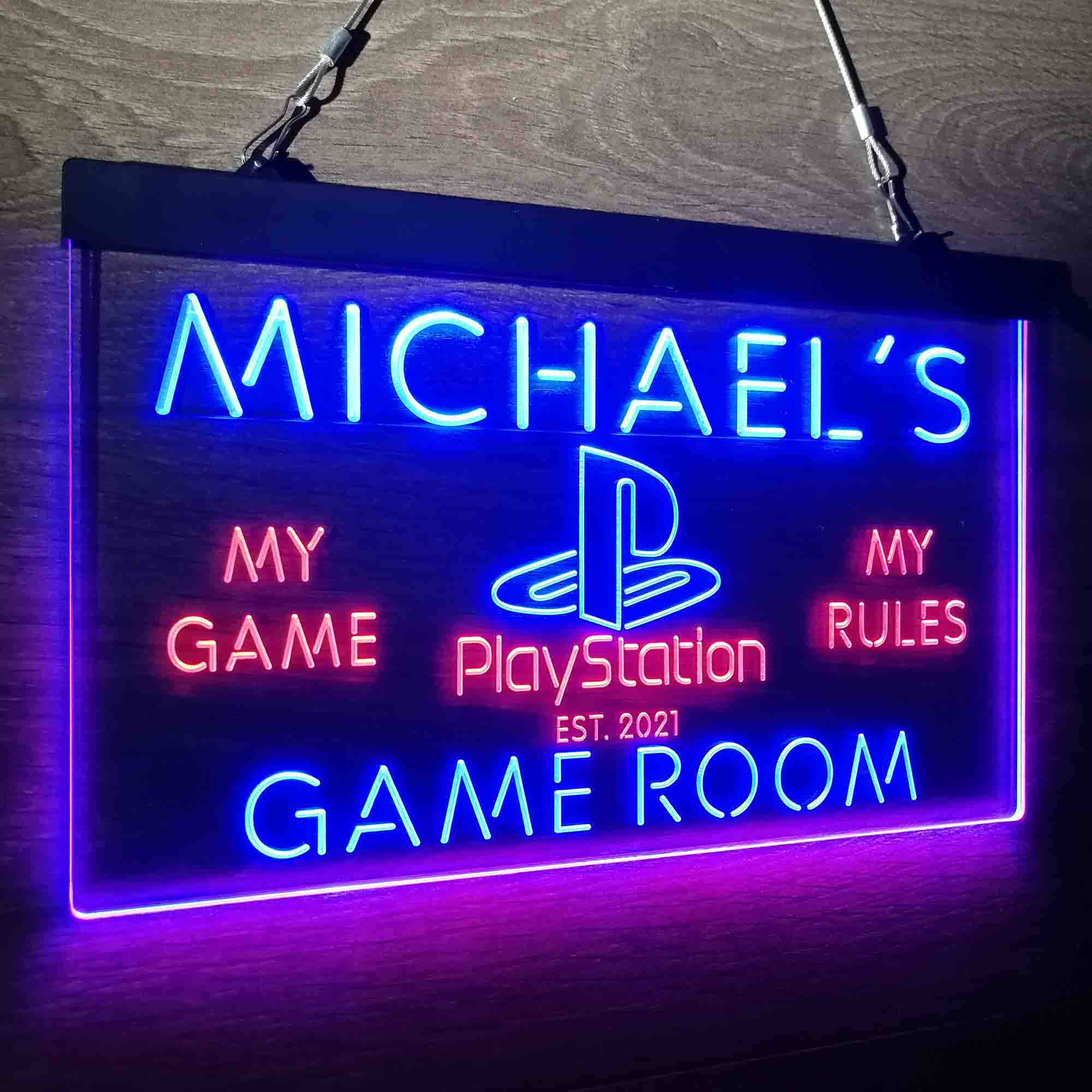 Custom Name Playstation Man Cave Home Bar Neon LED Sign