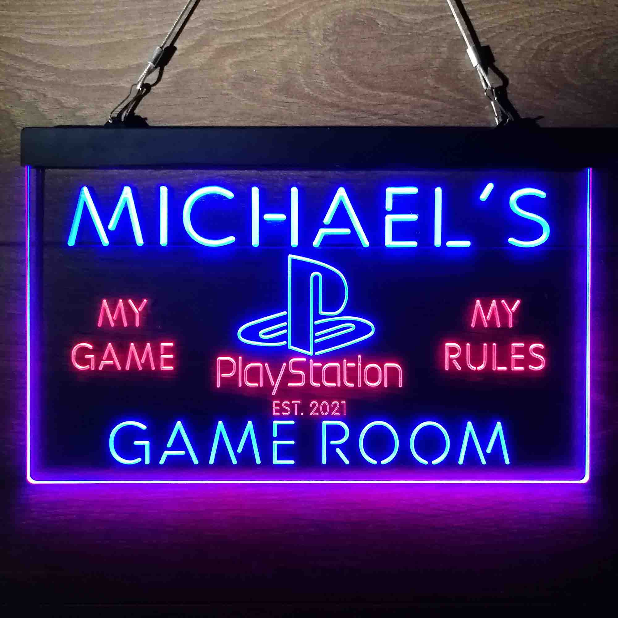 Custom Name Playstation Man Cave Home Bar Neon LED Sign