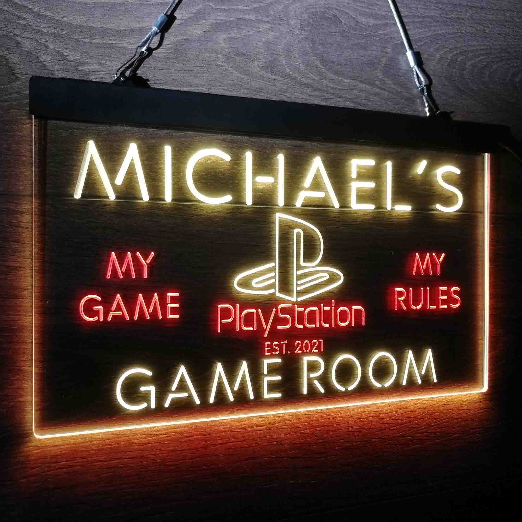 Custom Name Playstation Man Cave Home Bar Neon LED Sign