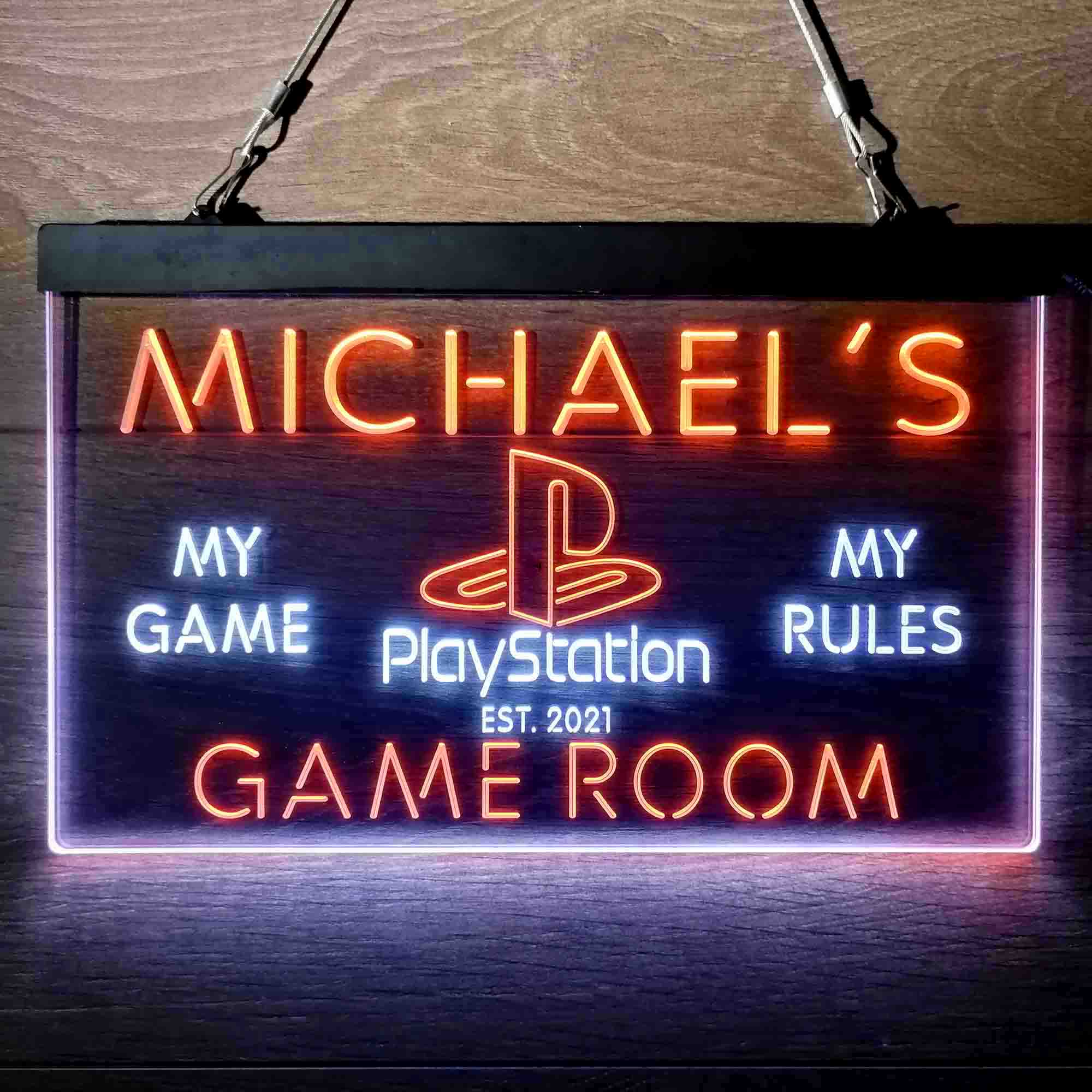 Custom Name Playstation Man Cave Home Bar Neon LED Sign