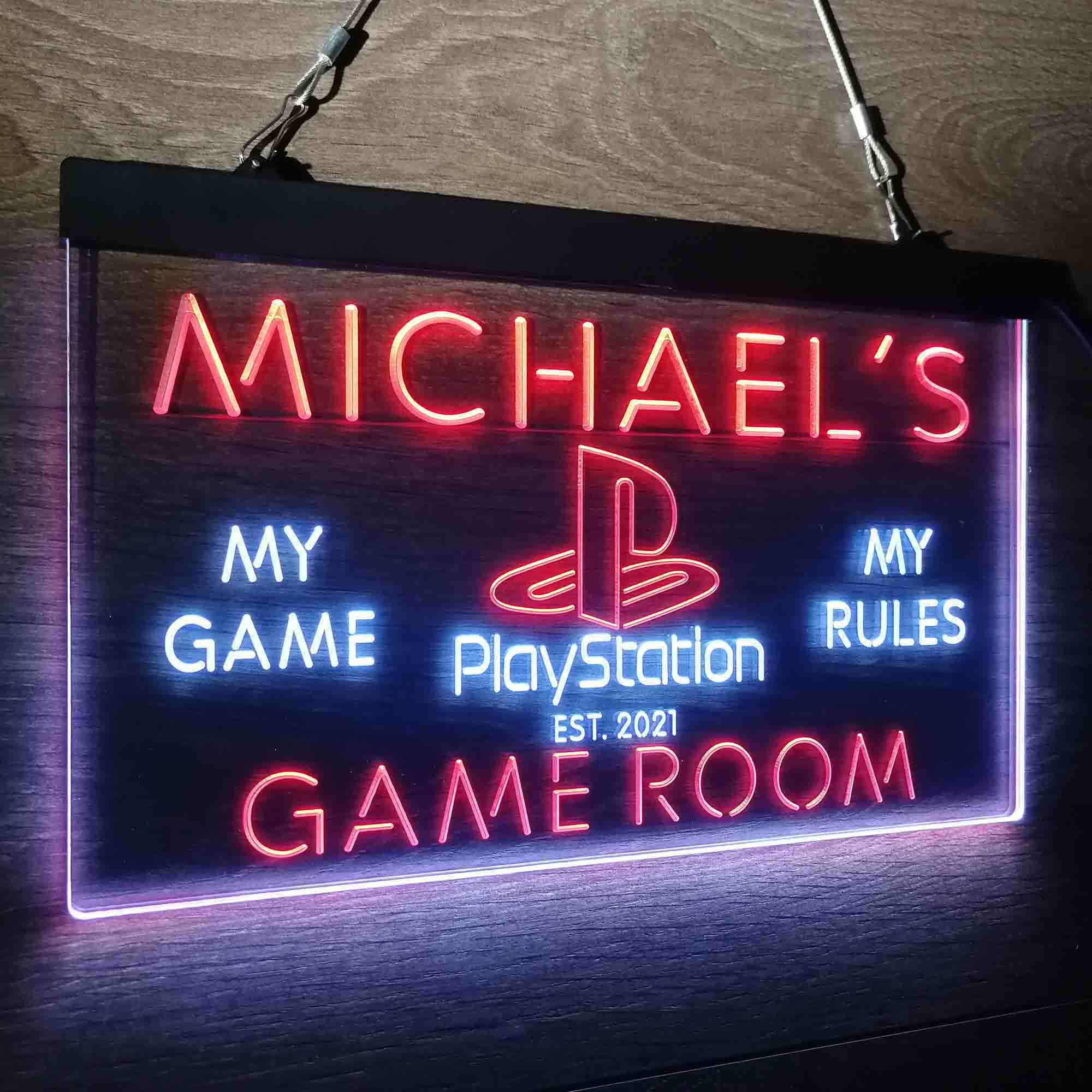 Custom Name Playstation Man Cave Home Bar Neon LED Sign