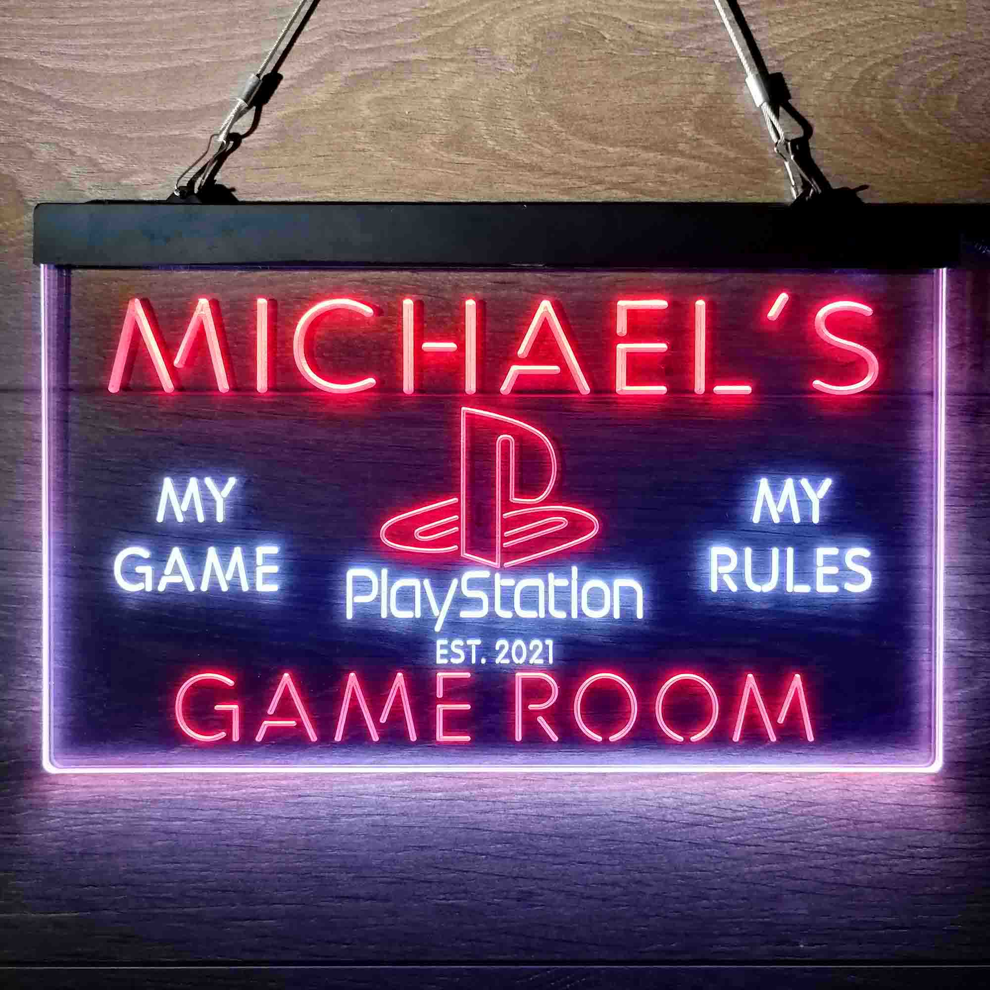 Custom Name Playstation Man Cave Home Bar Neon LED Sign