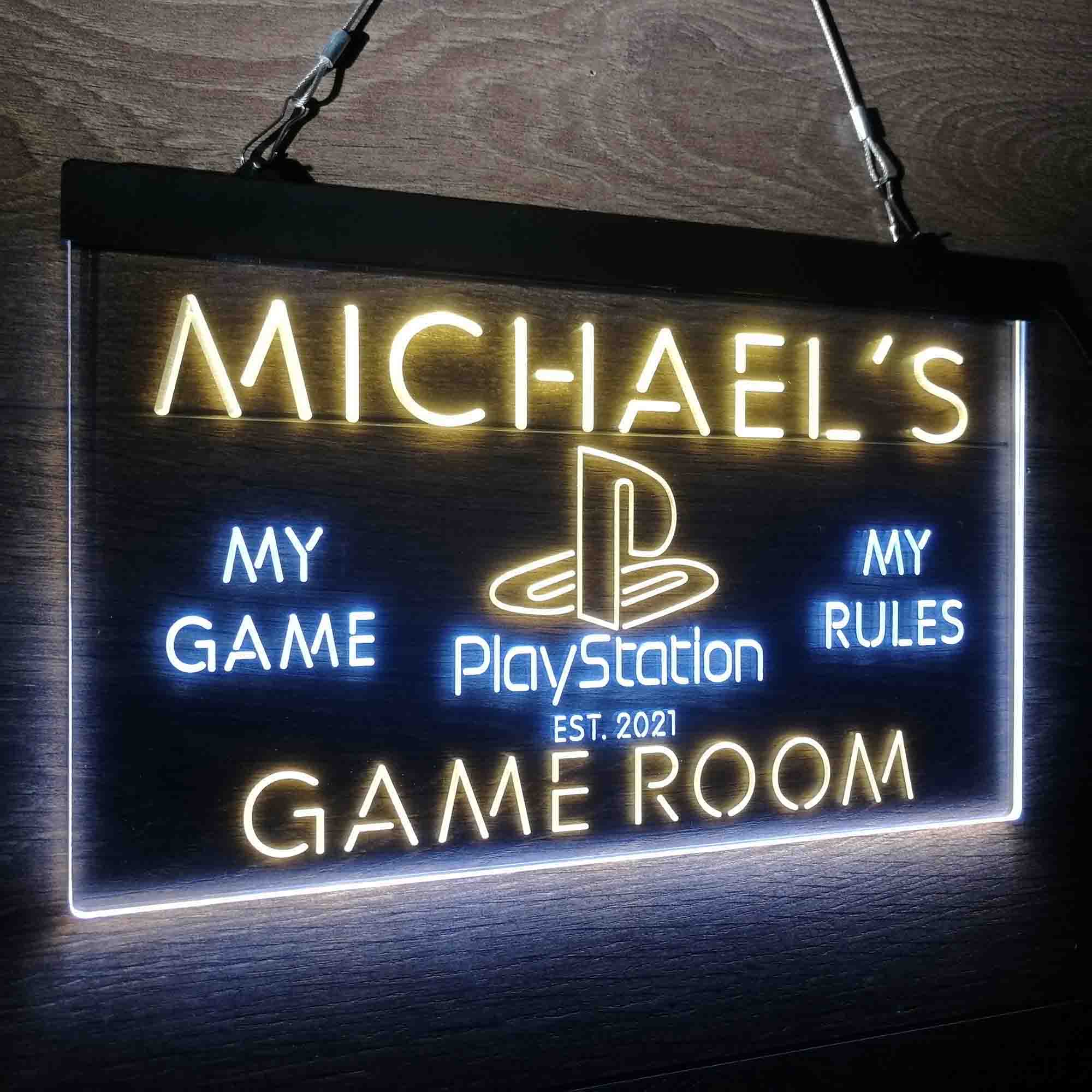 Custom Name Playstation Man Cave Home Bar Neon LED Sign