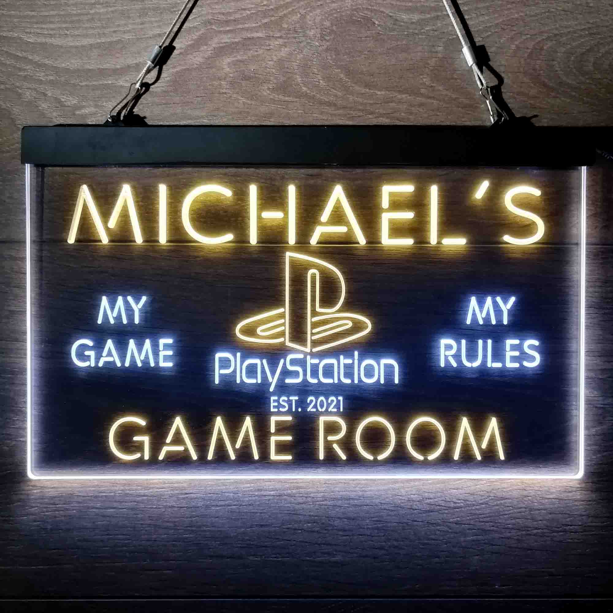 Custom Name Playstation Man Cave Home Bar Neon LED Sign