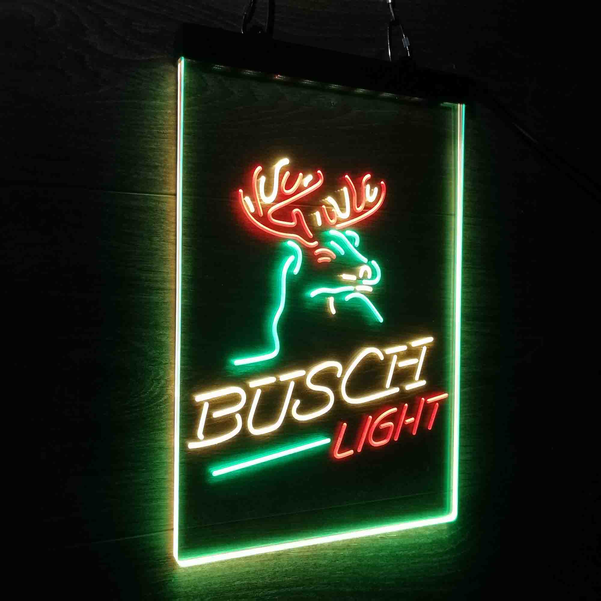 Buschs Lights Beer Deer Bar Neon 3-Color LED Sign