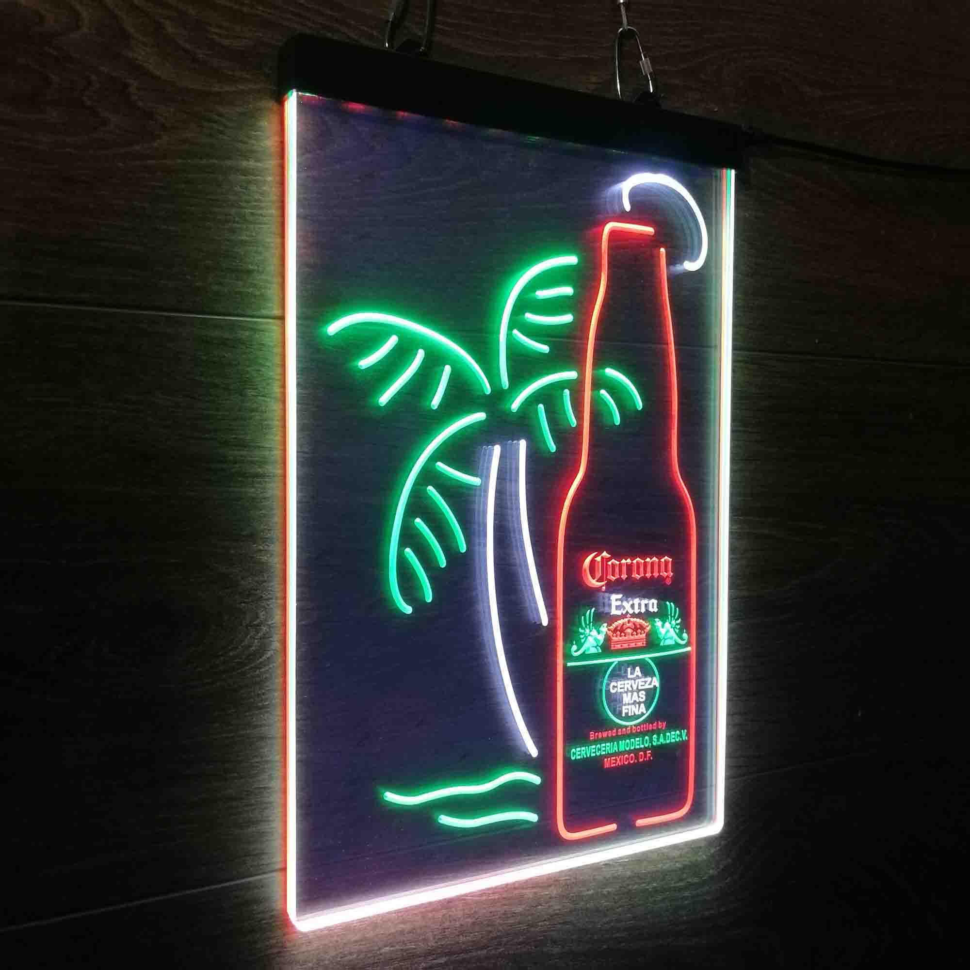 Corona Extra Bottle Palm Tree Neon 3-Color LED Sign