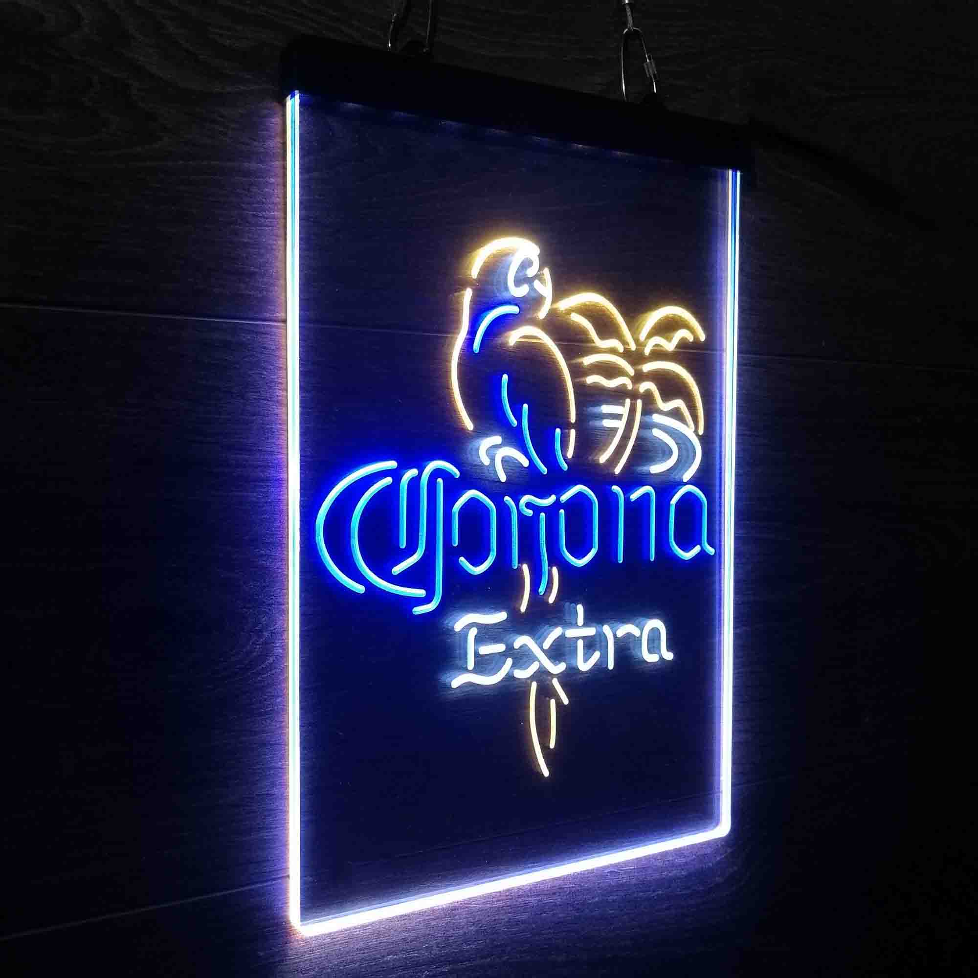 Corona Extra Parrot Bird Palm Tree Neon 3-Color LED Sign