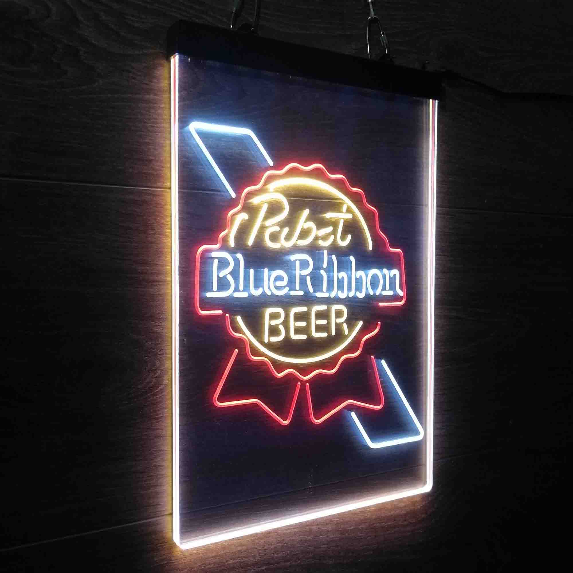 Larger Pabst Blue Ribbon Beer Neon 3-Color LED Sign