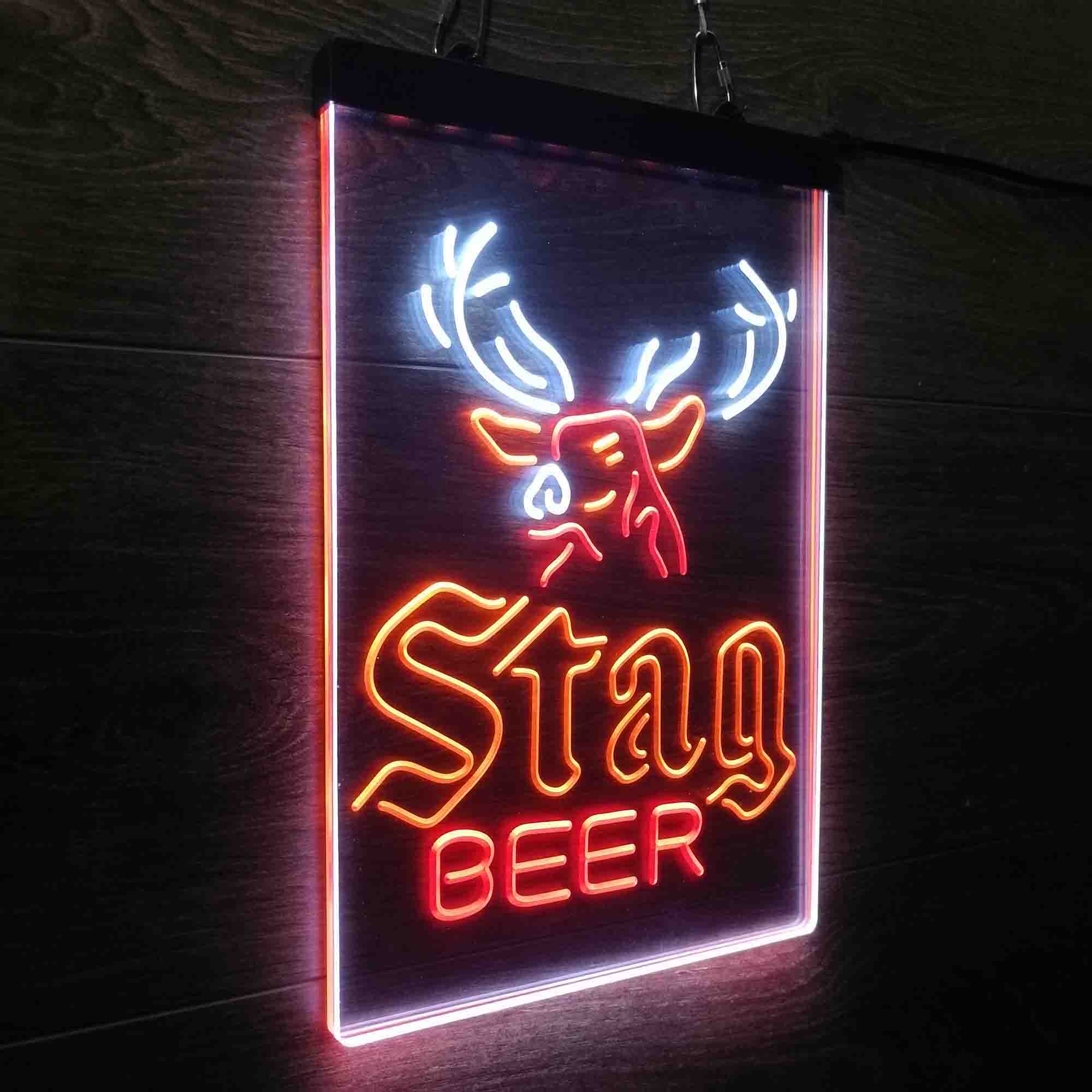 Stag Deer Head Beer Neon 3-Color LED Sign