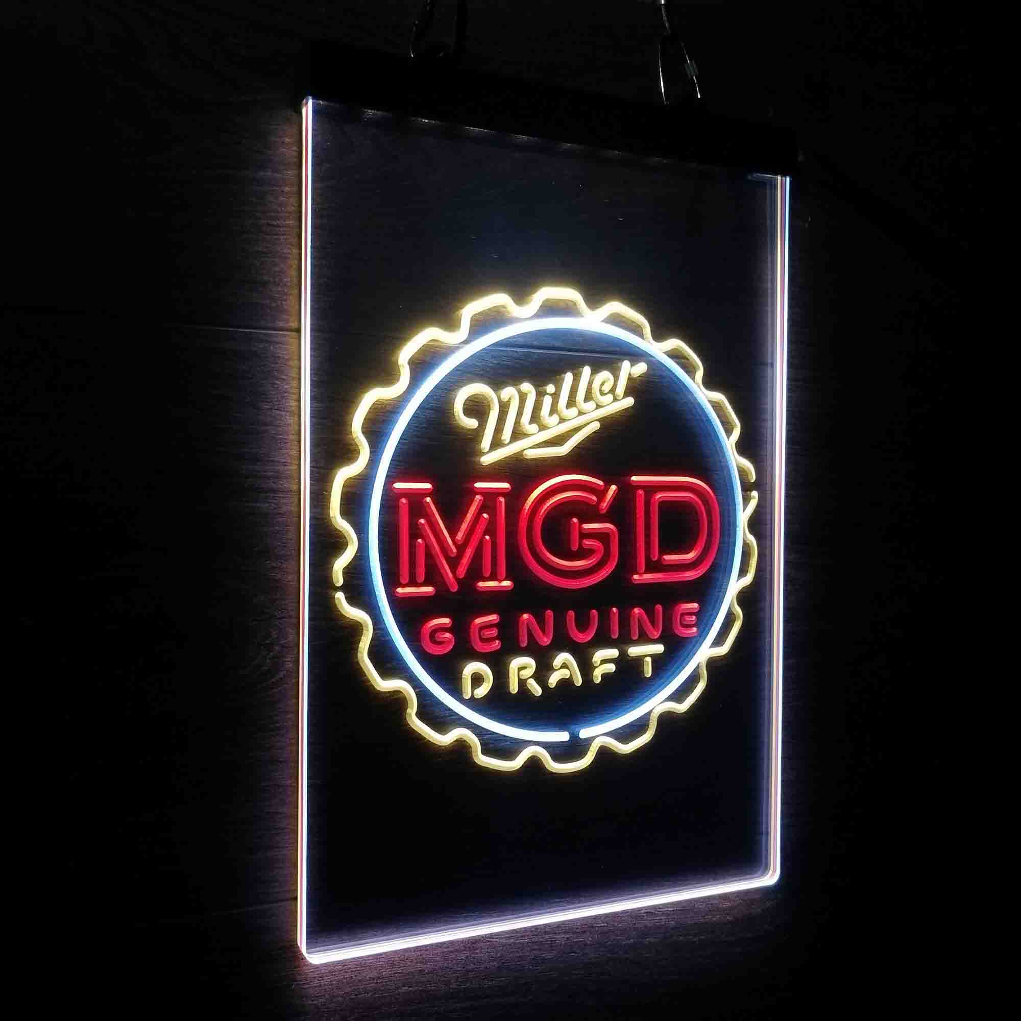 Miller Genuine Draft MGD Neon 3-Color LED Sign