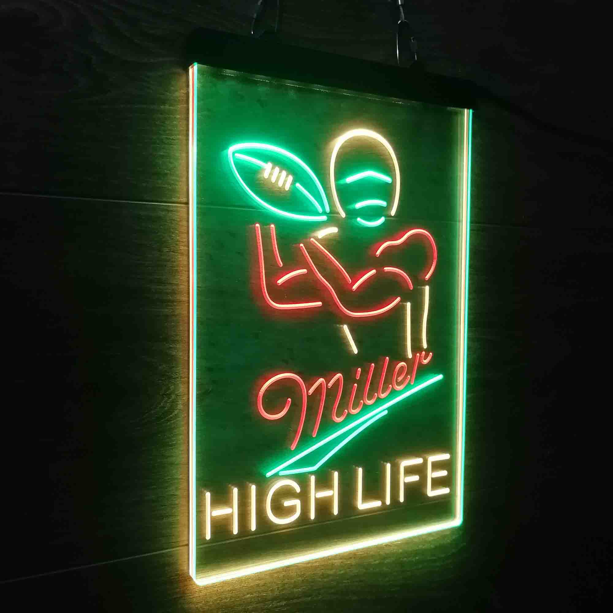 Miller Lite High Life Football Neon 3-Color LED Sign