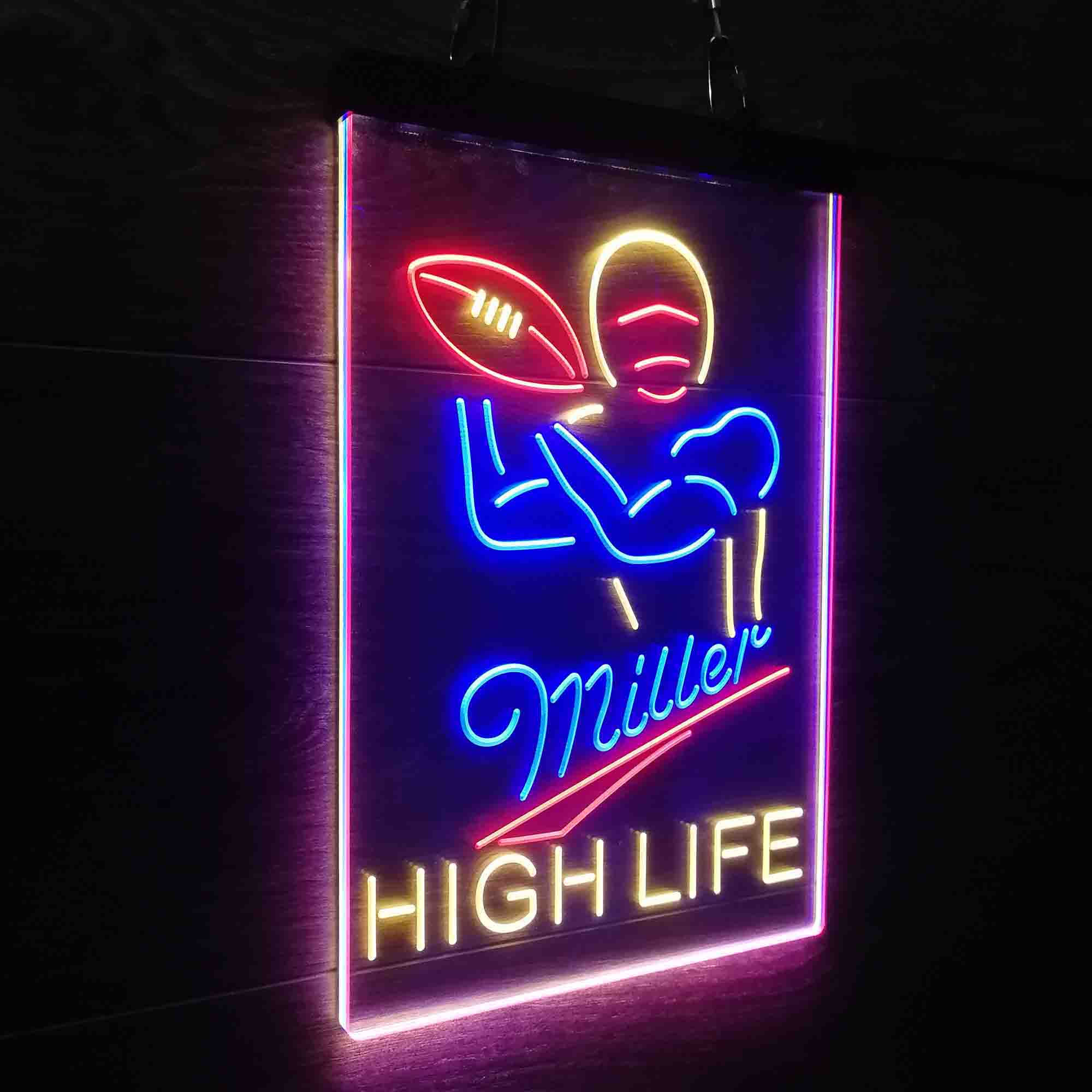 Miller Lite High Life Football Neon 3-Color LED Sign