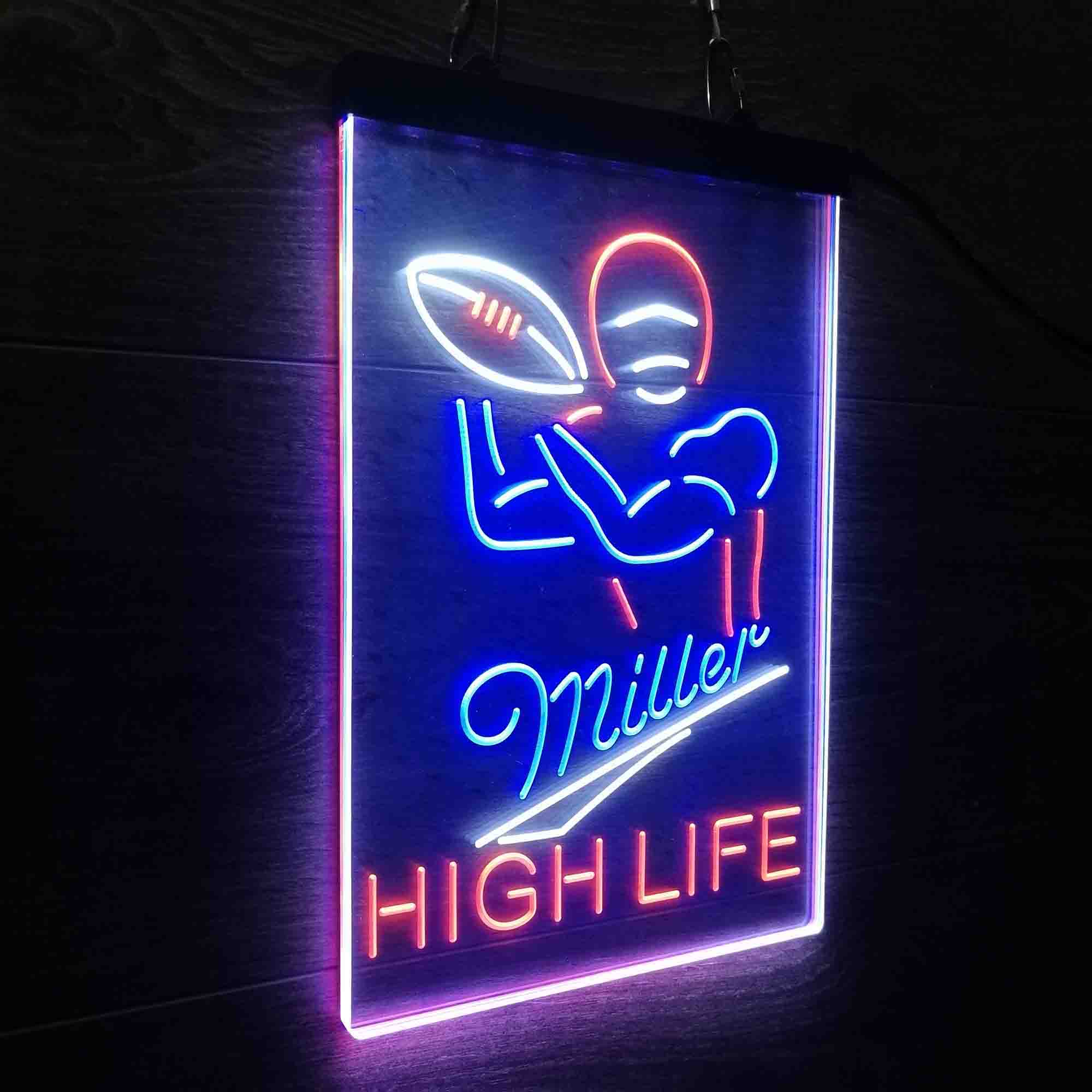 Miller Lite High Life Football Neon 3-Color LED Sign