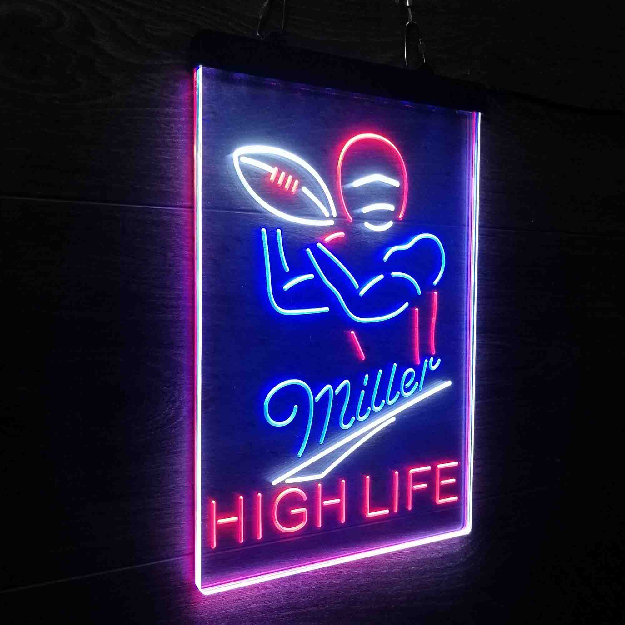 Miller Lite High Life Football Neon 3-Color LED Sign