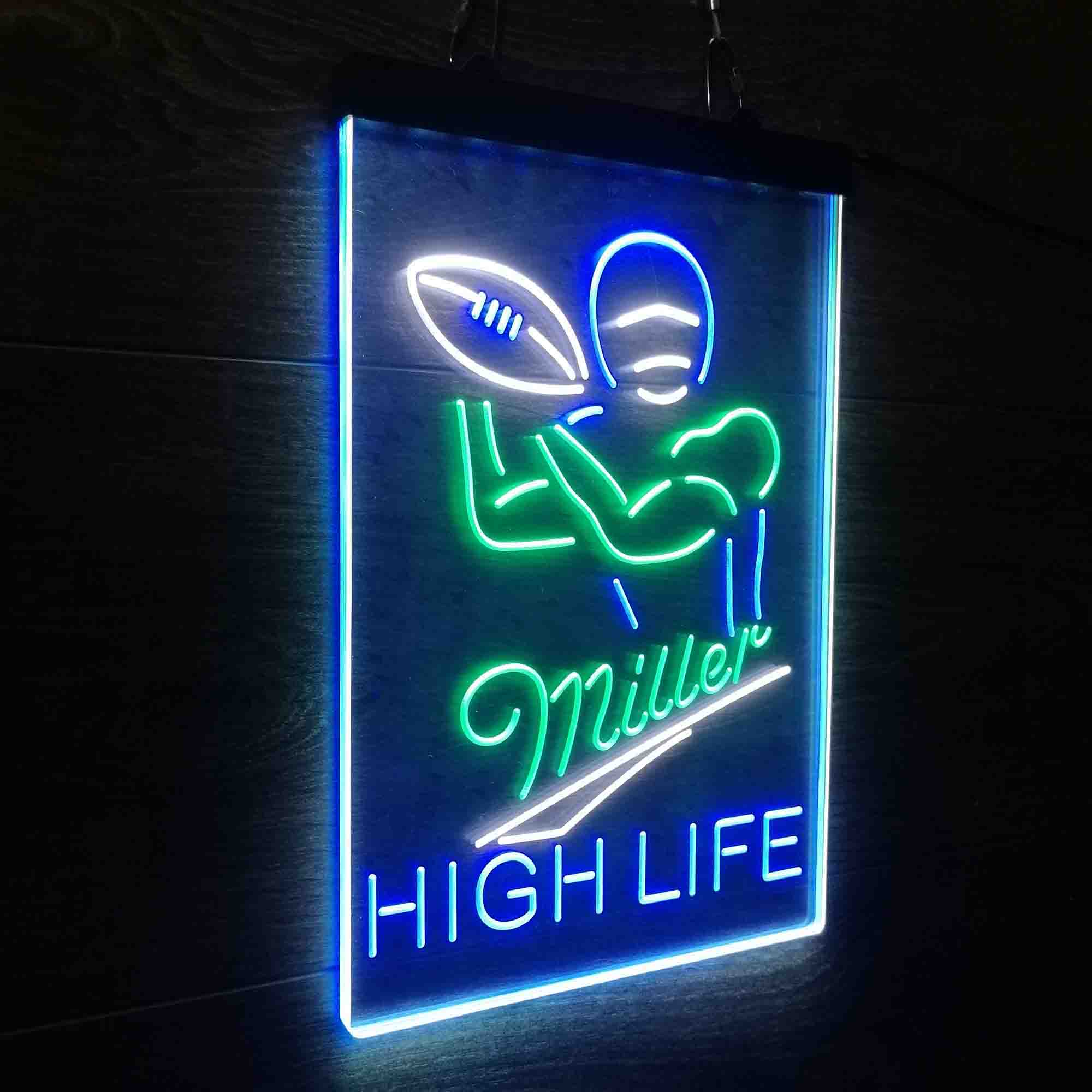 Miller Lite High Life Football Neon 3-Color LED Sign