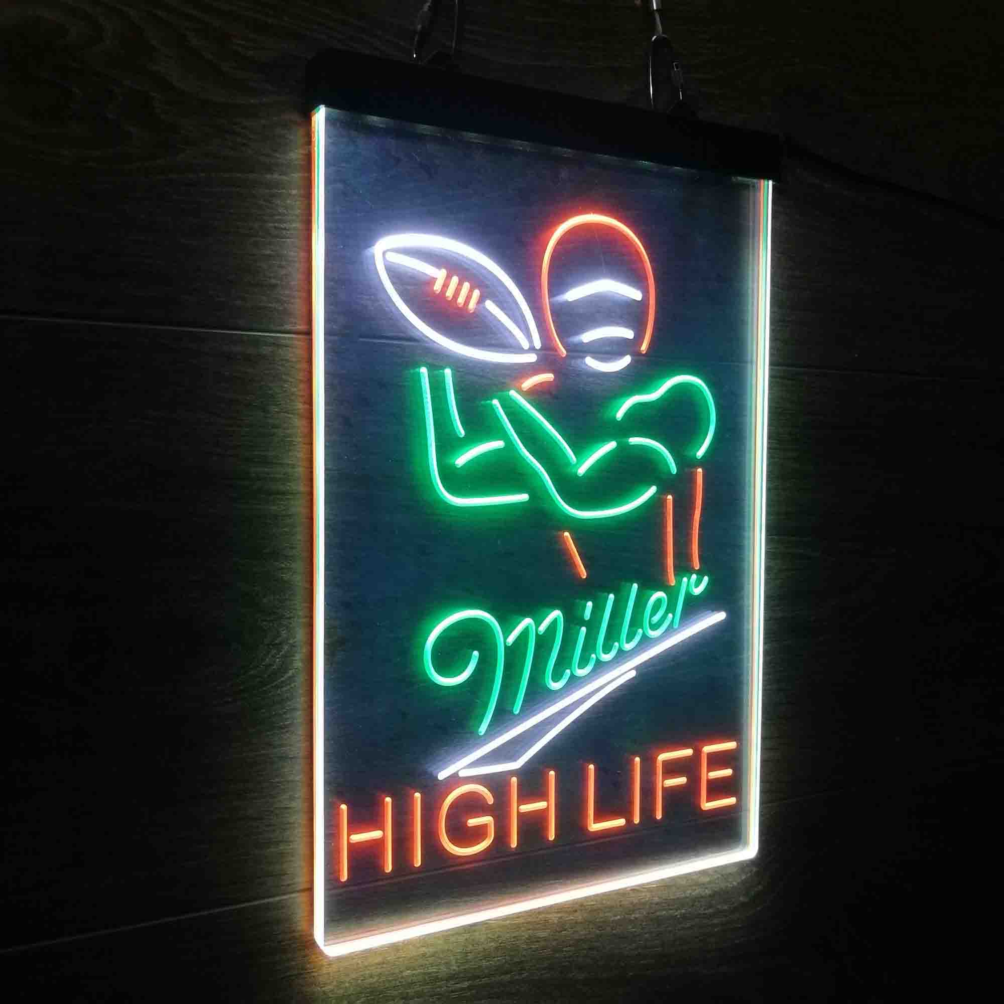 Miller Lite High Life Football Neon 3-Color LED Sign