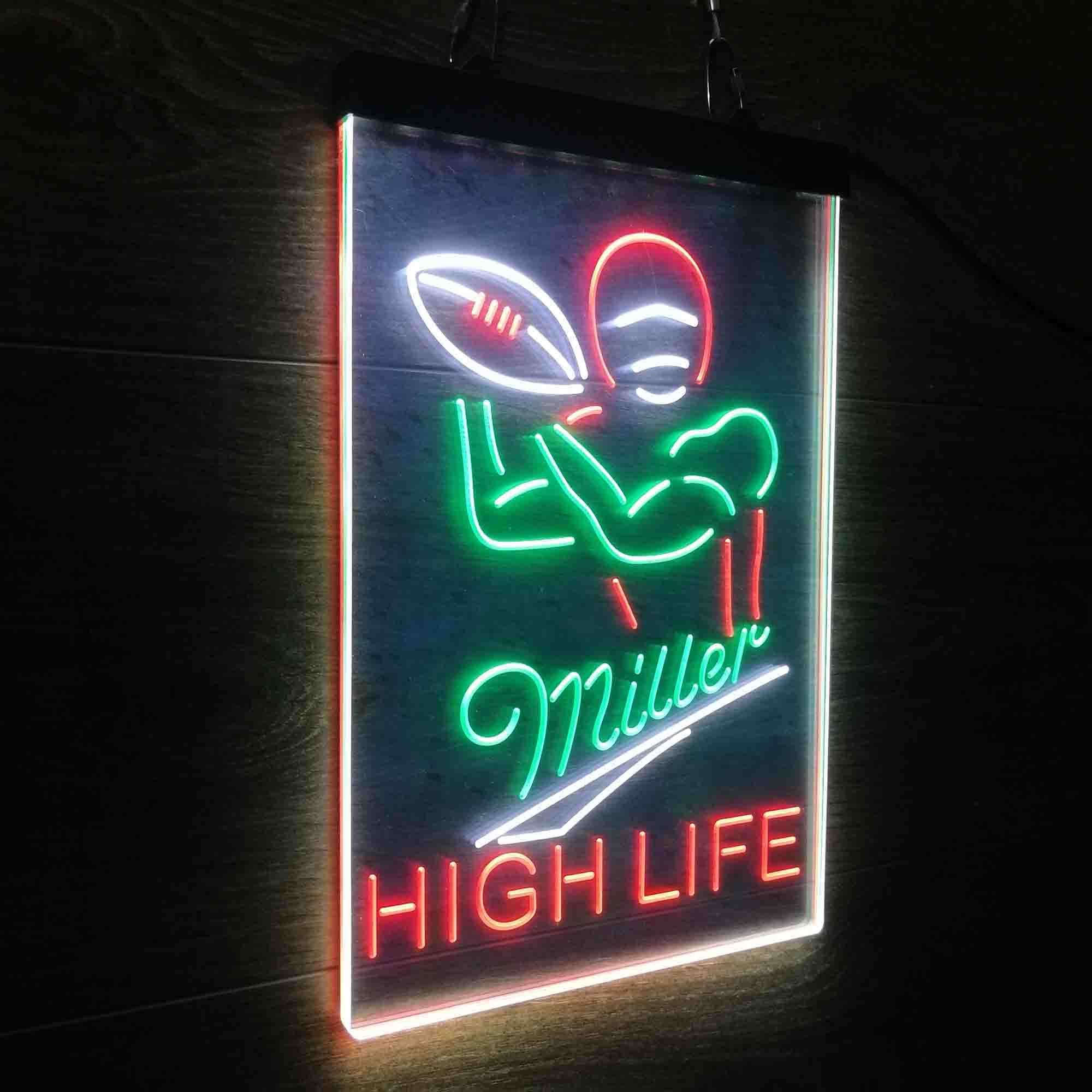 Miller Lite High Life Football Neon 3-Color LED Sign