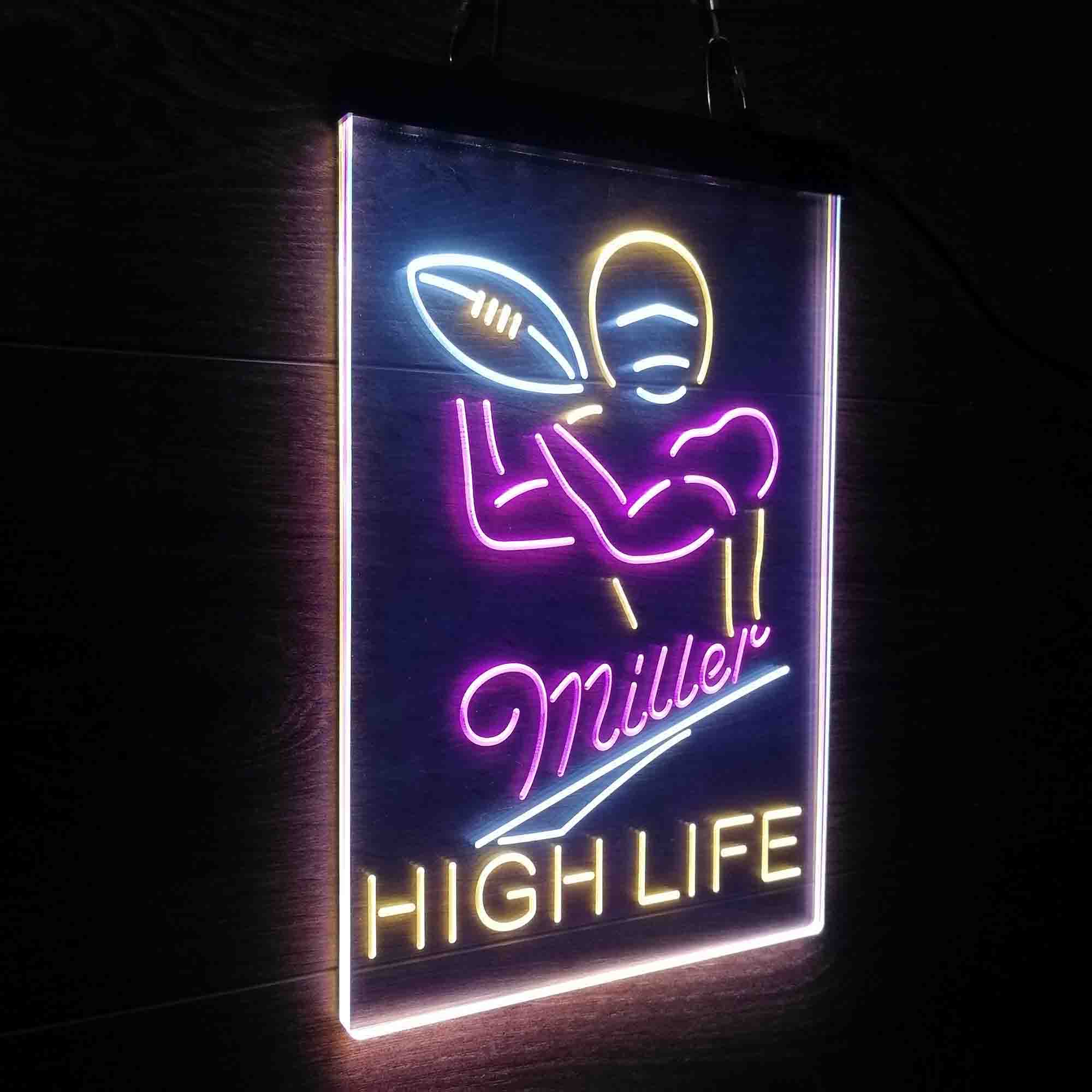 Miller Lite High Life Football Neon 3-Color LED Sign