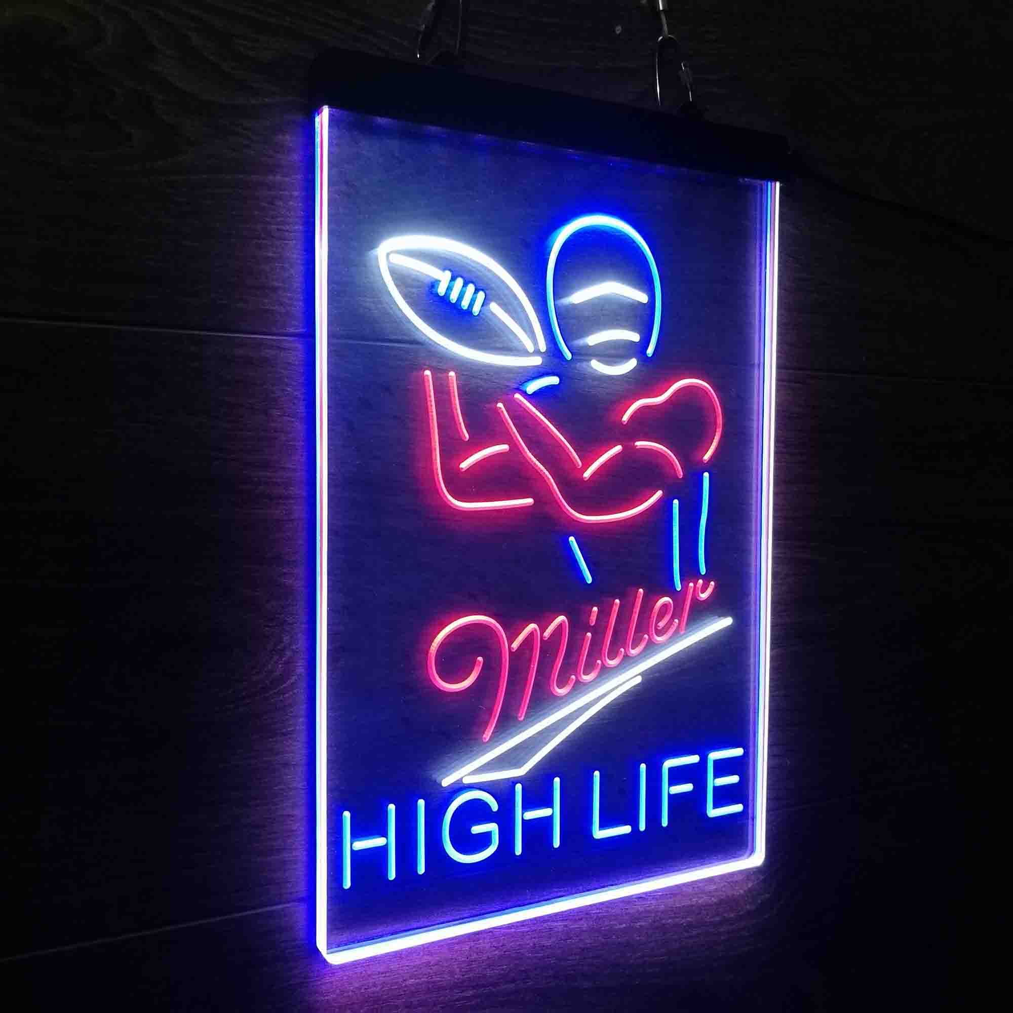 Miller Lite High Life Football Neon 3-Color LED Sign