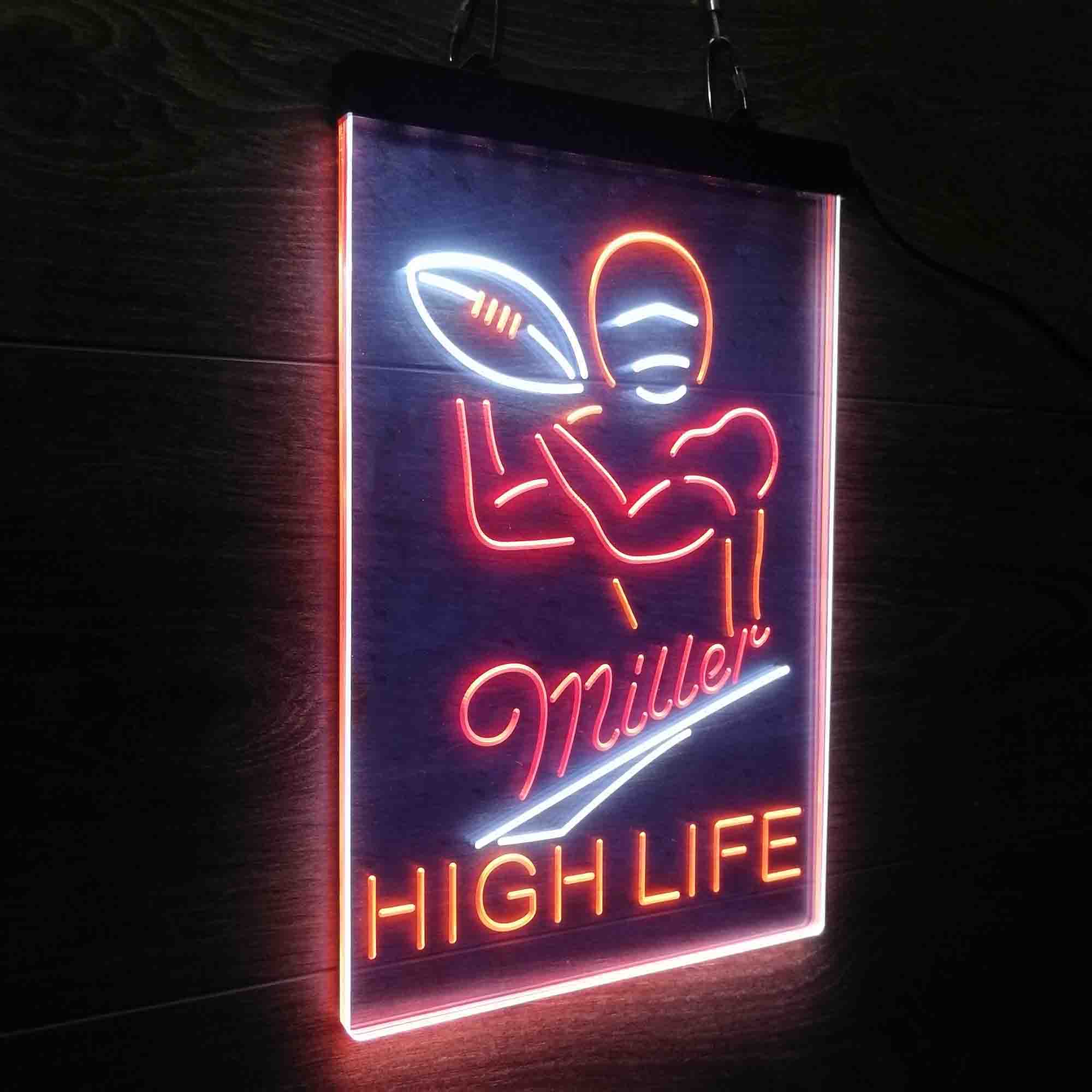 Miller Lite High Life Football Neon 3-Color LED Sign