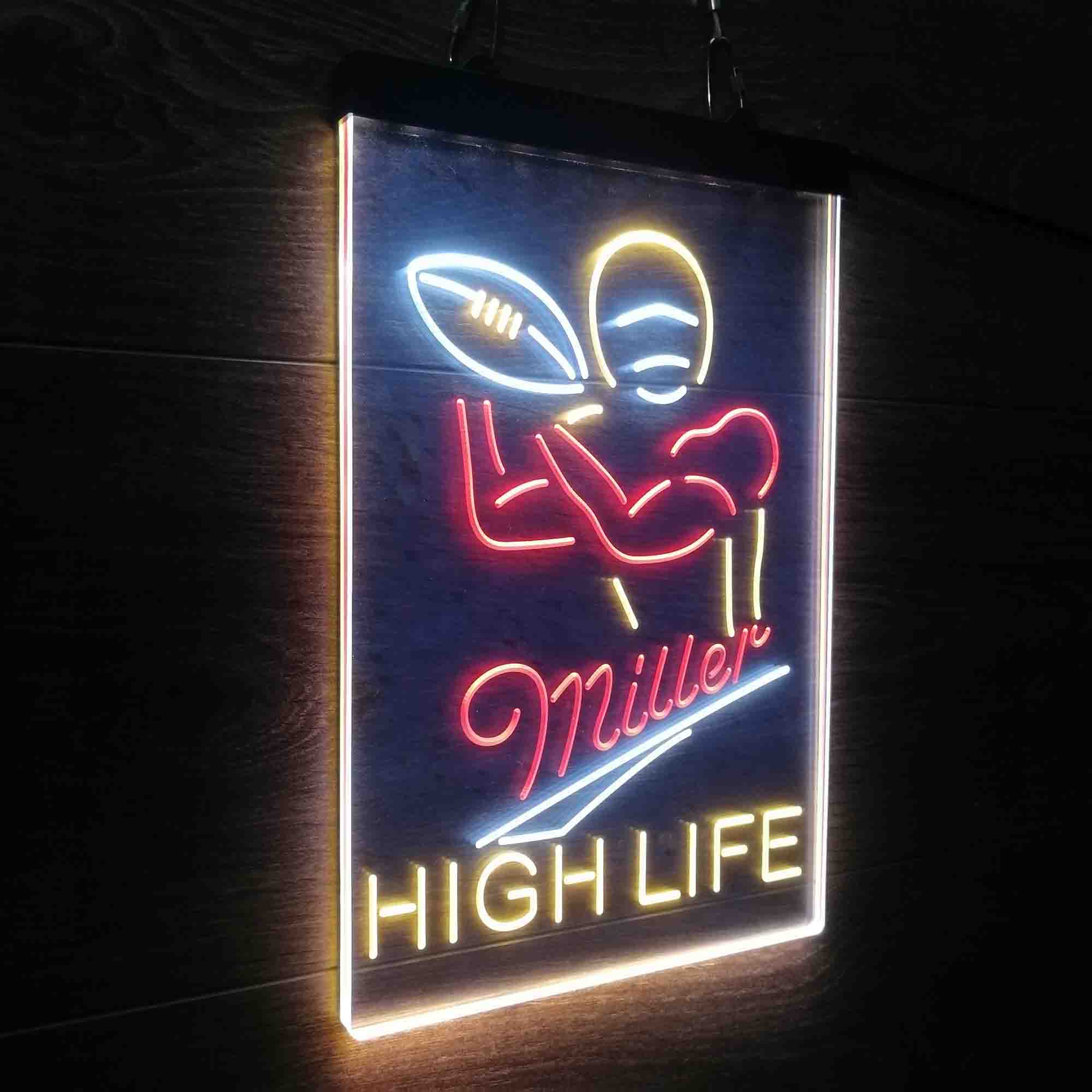 Miller Lite High Life Football Neon 3-Color LED Sign