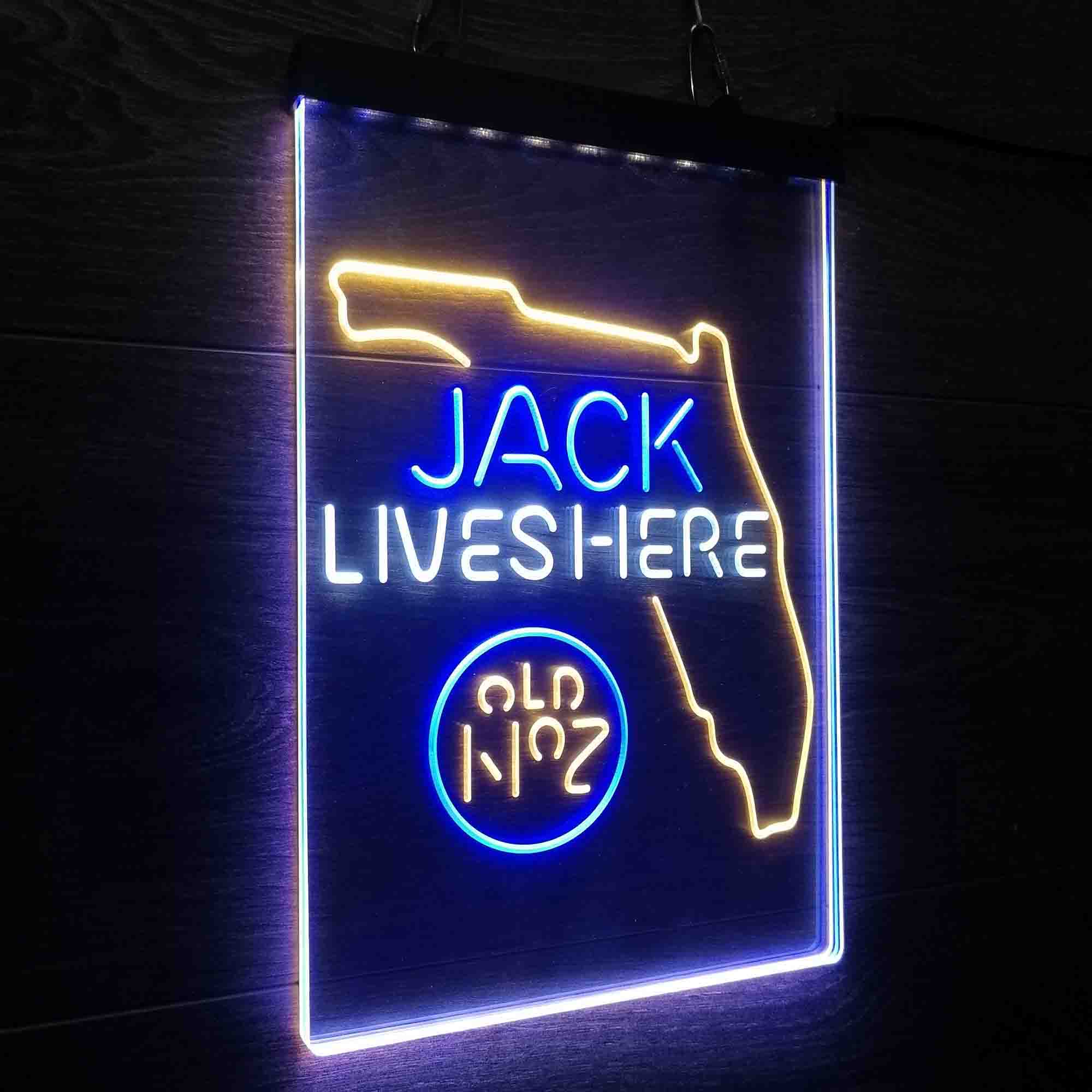 Florida Jack Lives Here Neon 3-Color LED Sign