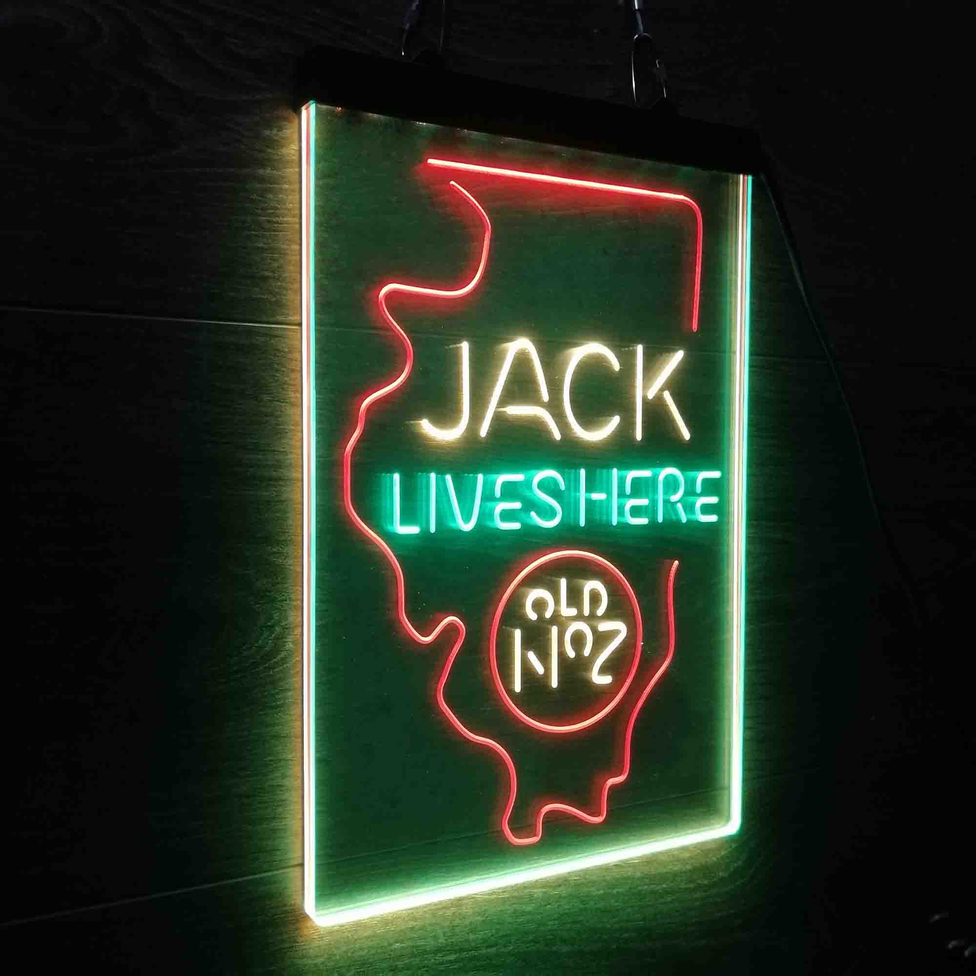 Illinois Jack Lives Here Neon 3-Color LED Sign