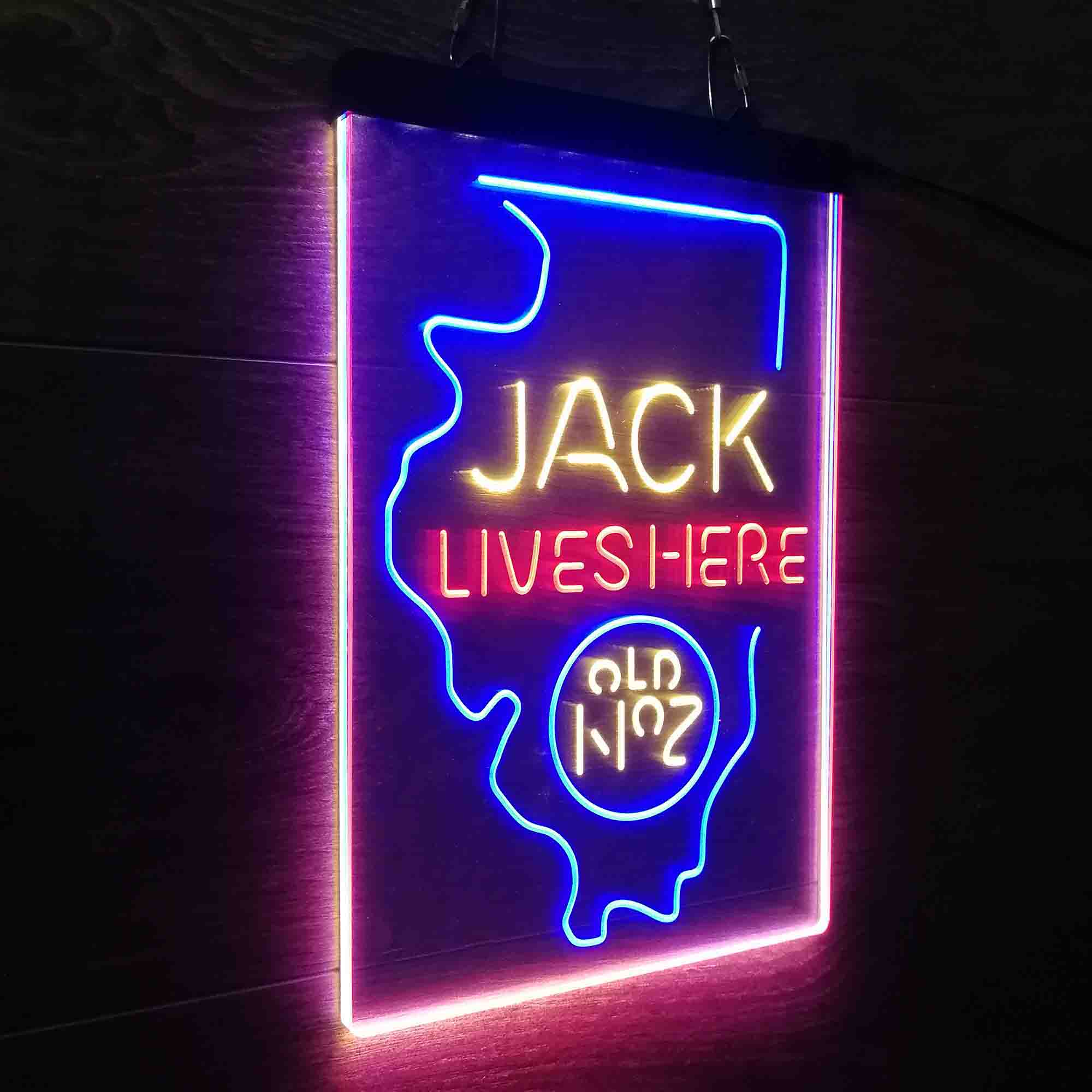 Illinois Jack Lives Here Neon 3-Color LED Sign