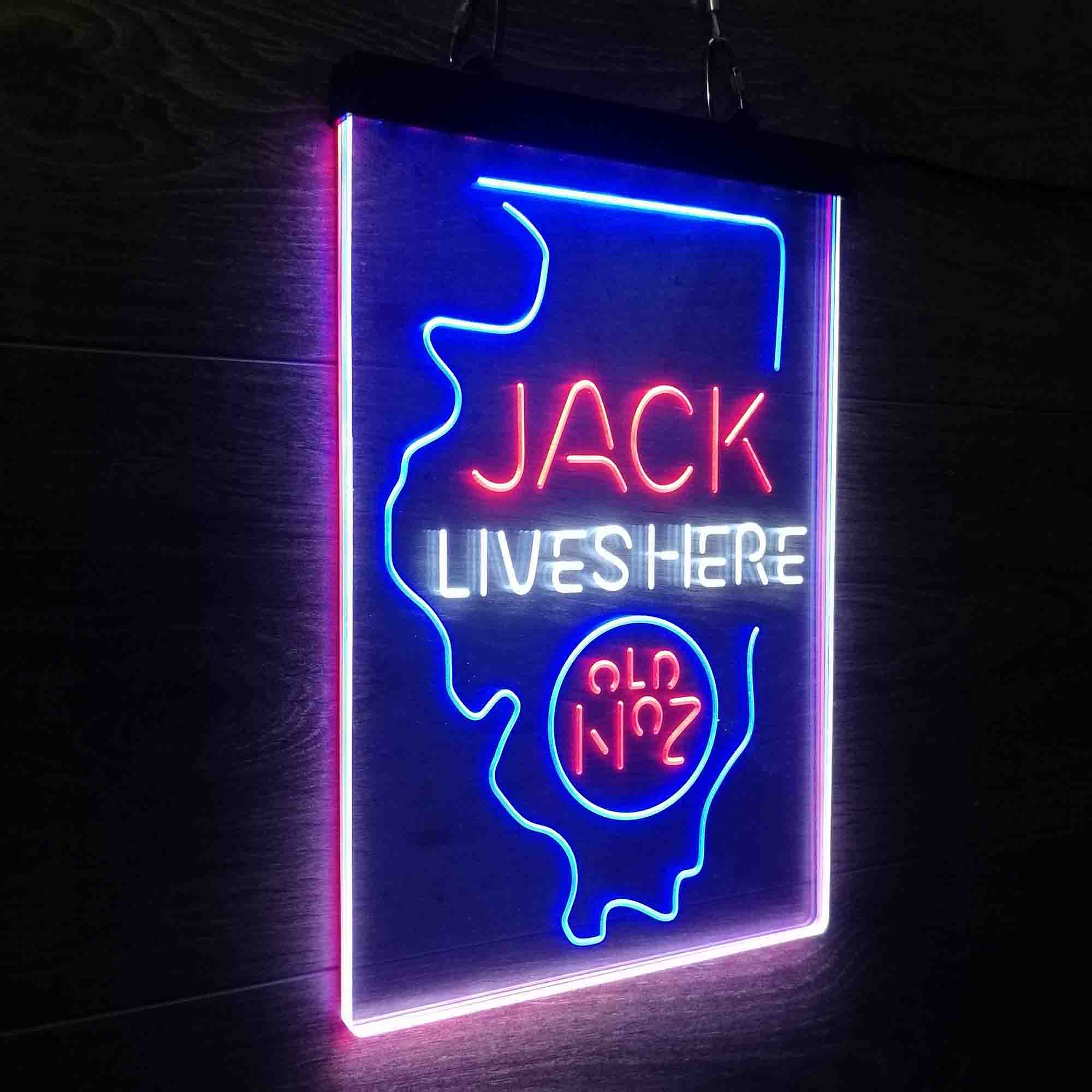 Illinois Jack Lives Here Neon 3-Color LED Sign