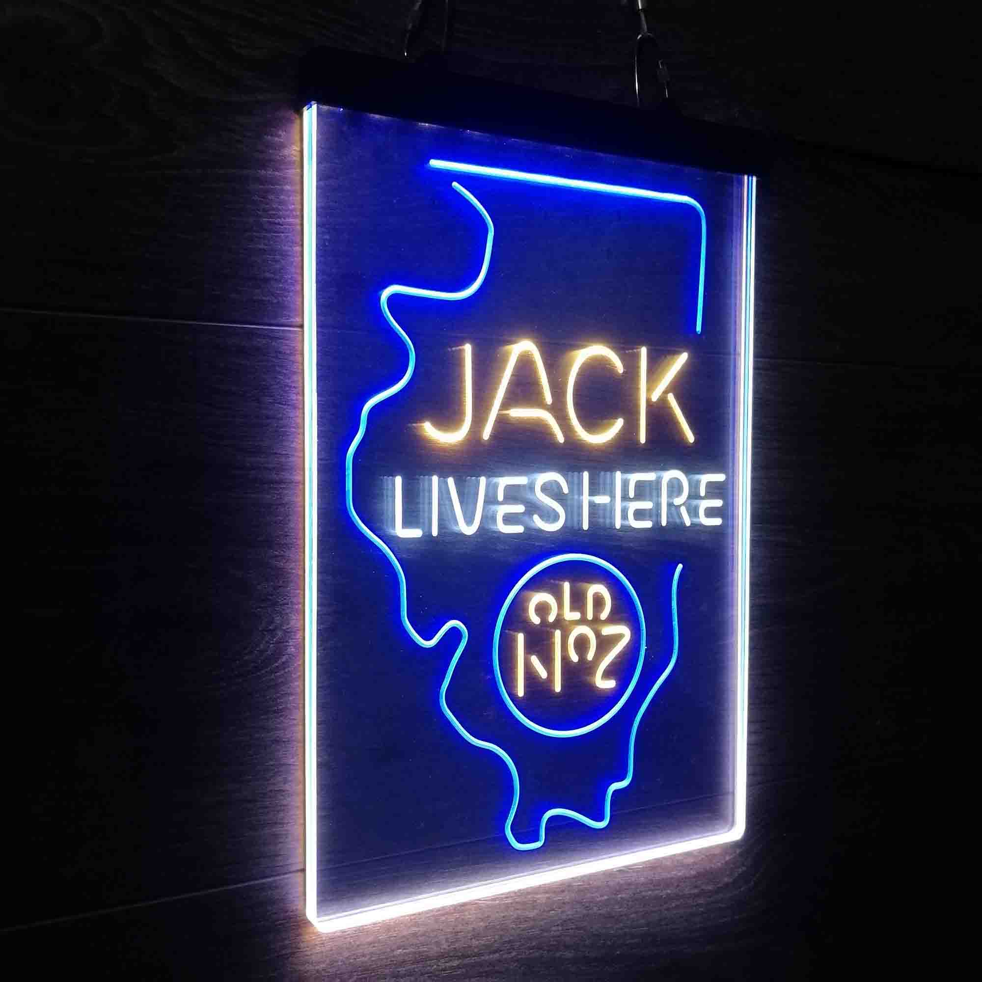 Illinois Jack Lives Here Neon 3-Color LED Sign