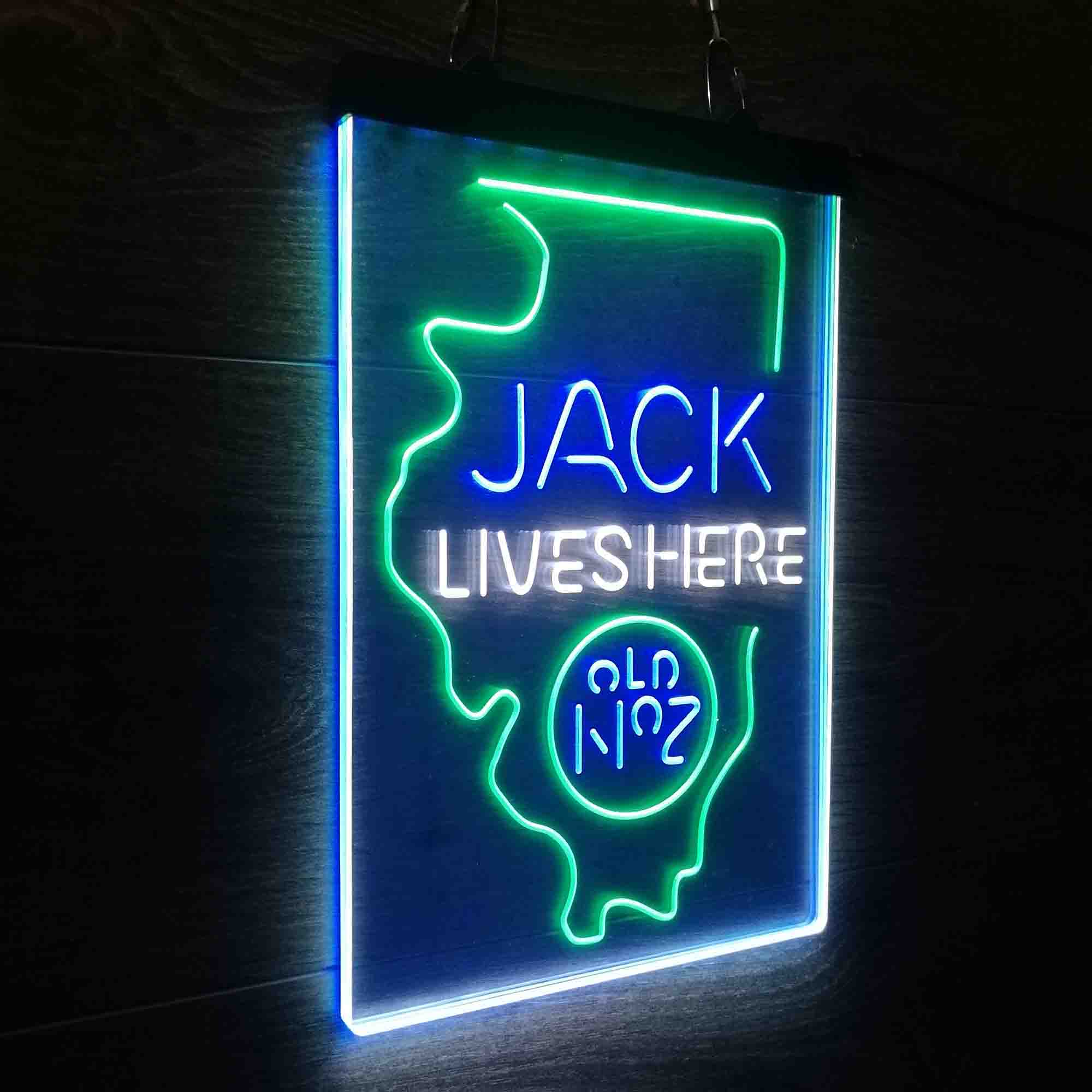 Illinois Jack Lives Here Neon 3-Color LED Sign