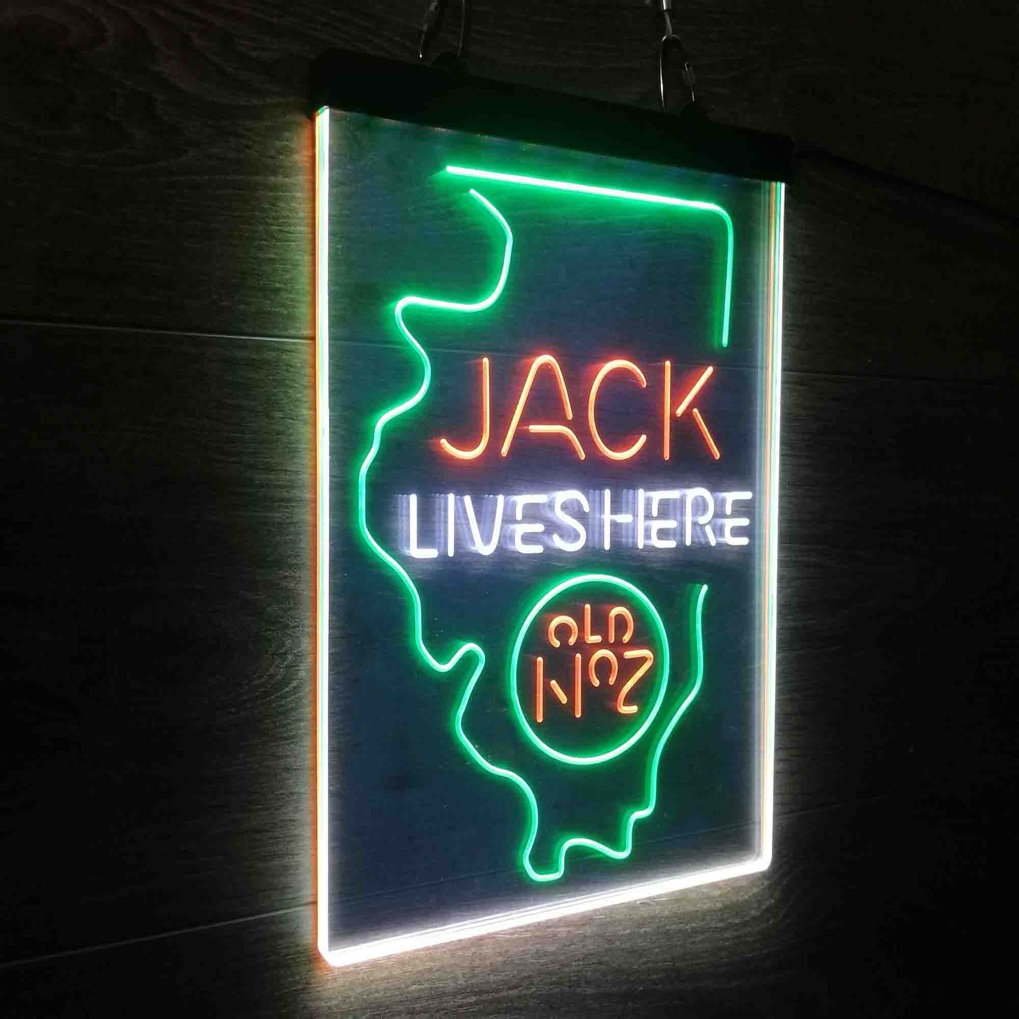 Illinois Jack Lives Here Neon 3-Color LED Sign