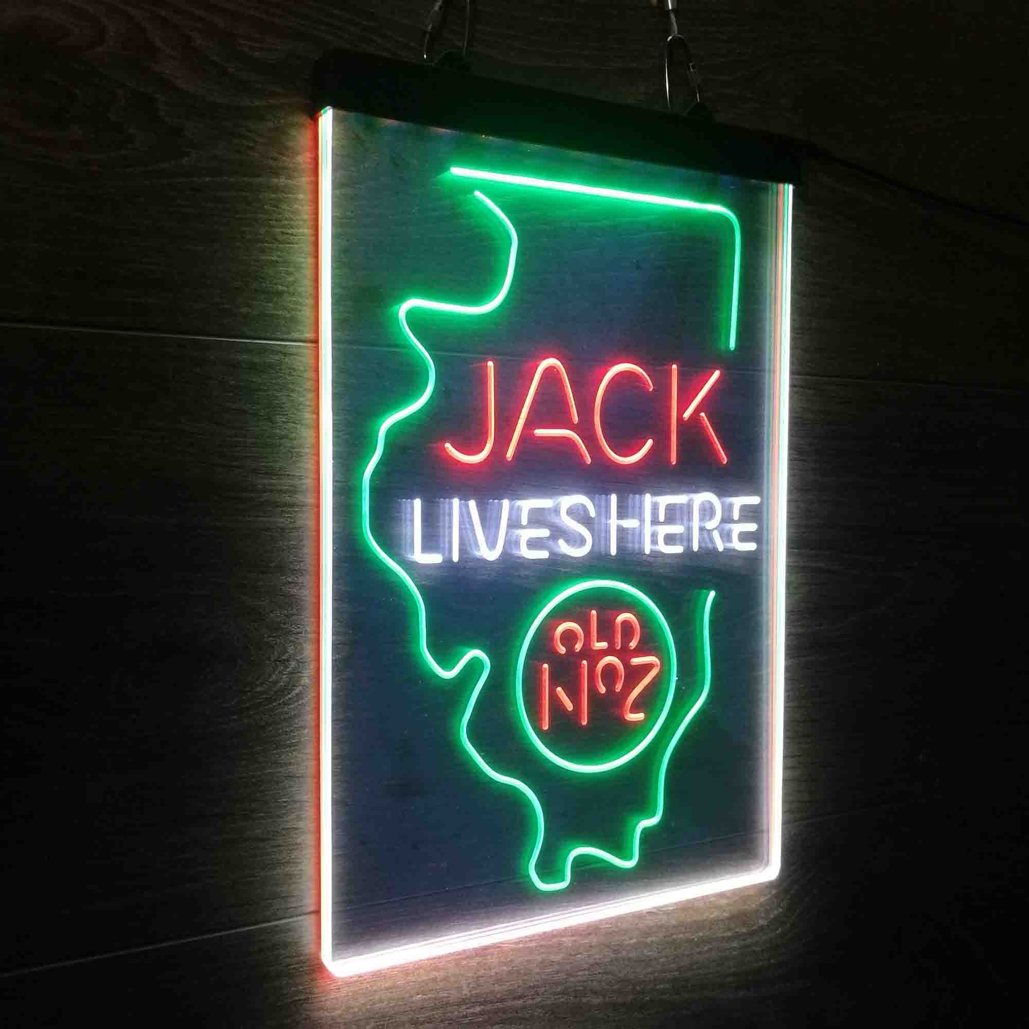 Illinois Jack Lives Here Neon 3-Color LED Sign