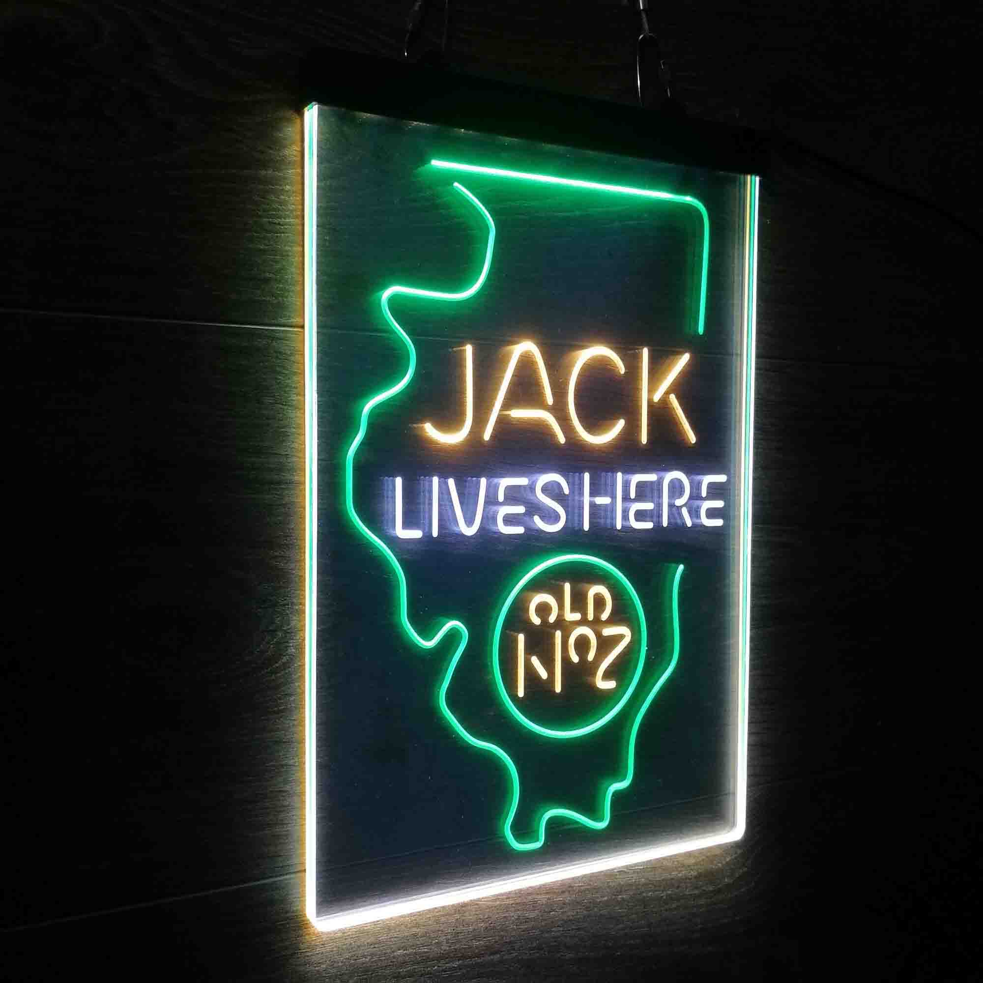 Illinois Jack Lives Here Neon 3-Color LED Sign