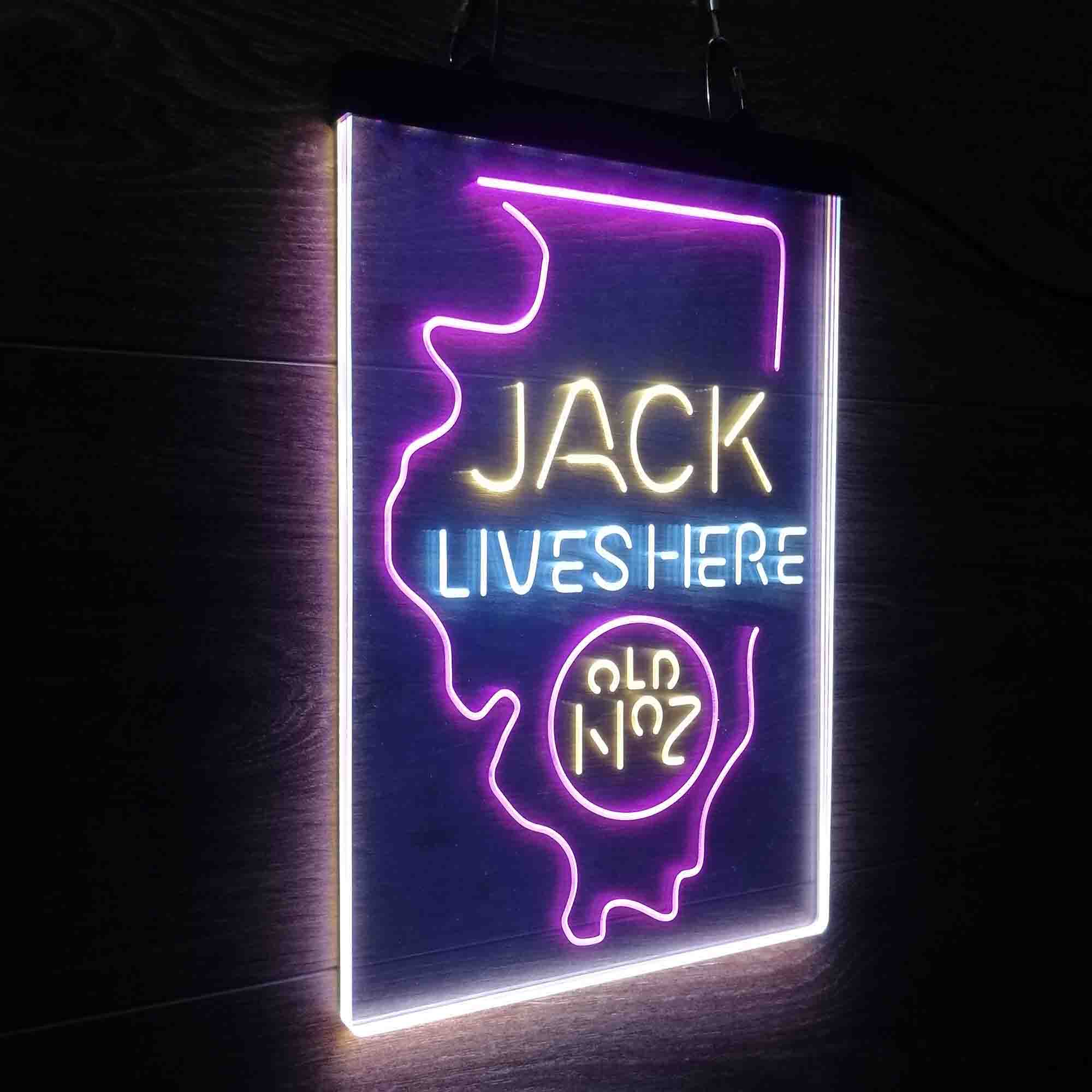 Illinois Jack Lives Here Neon 3-Color LED Sign