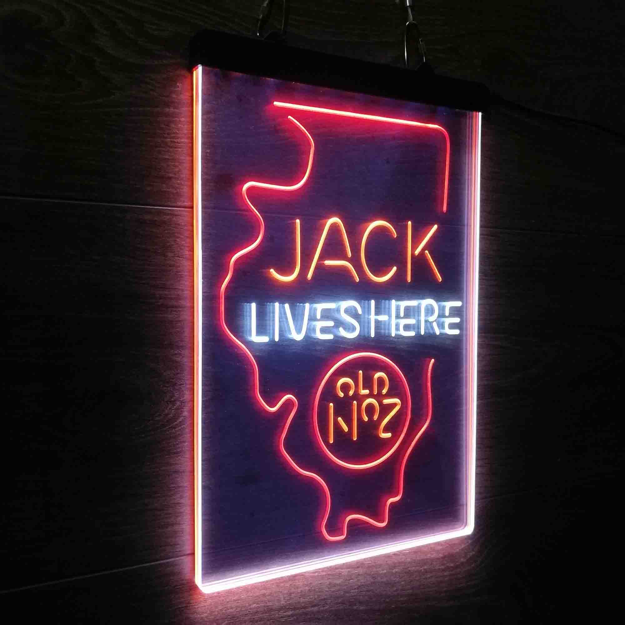 Illinois Jack Lives Here Neon 3-Color LED Sign