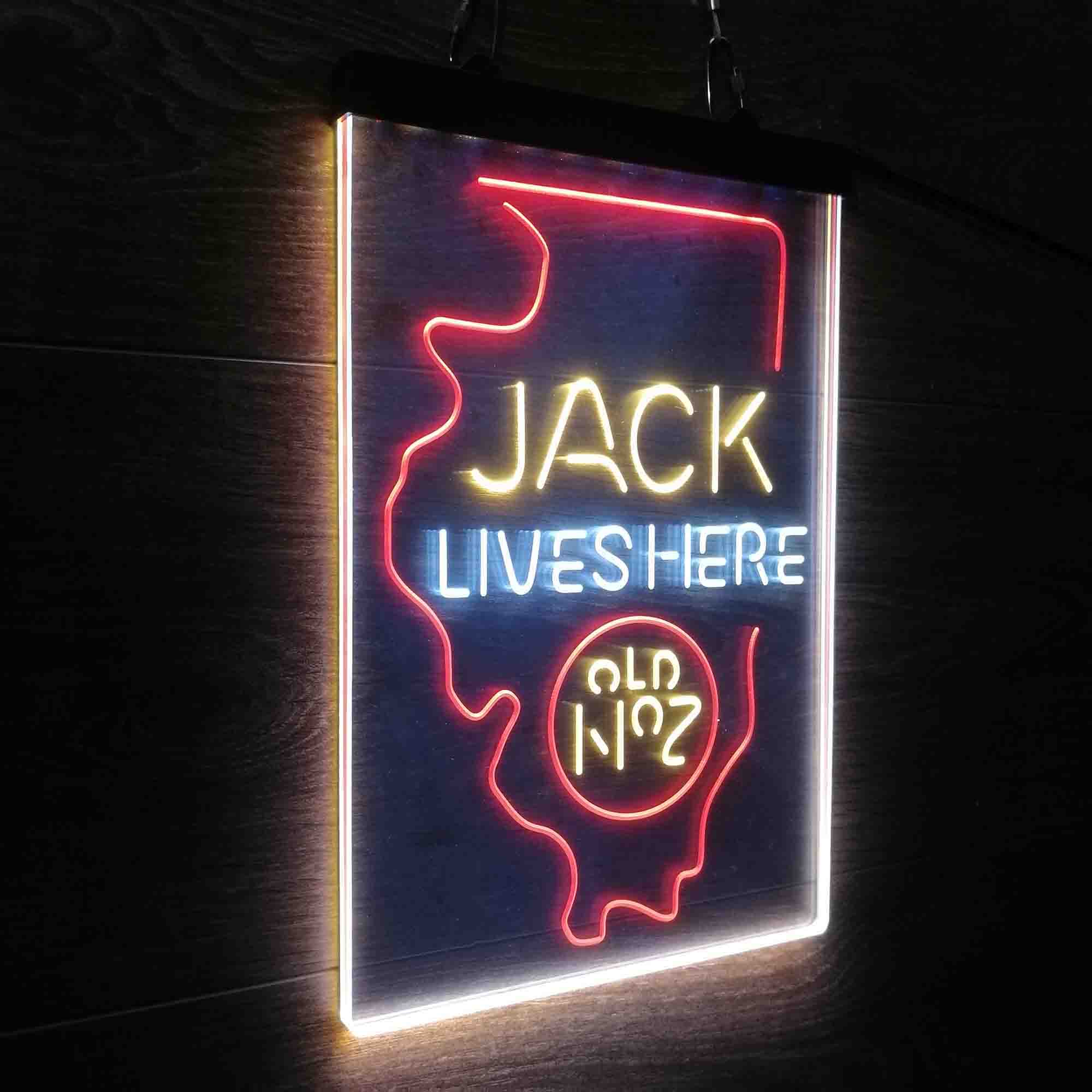 Illinois Jack Lives Here Neon 3-Color LED Sign