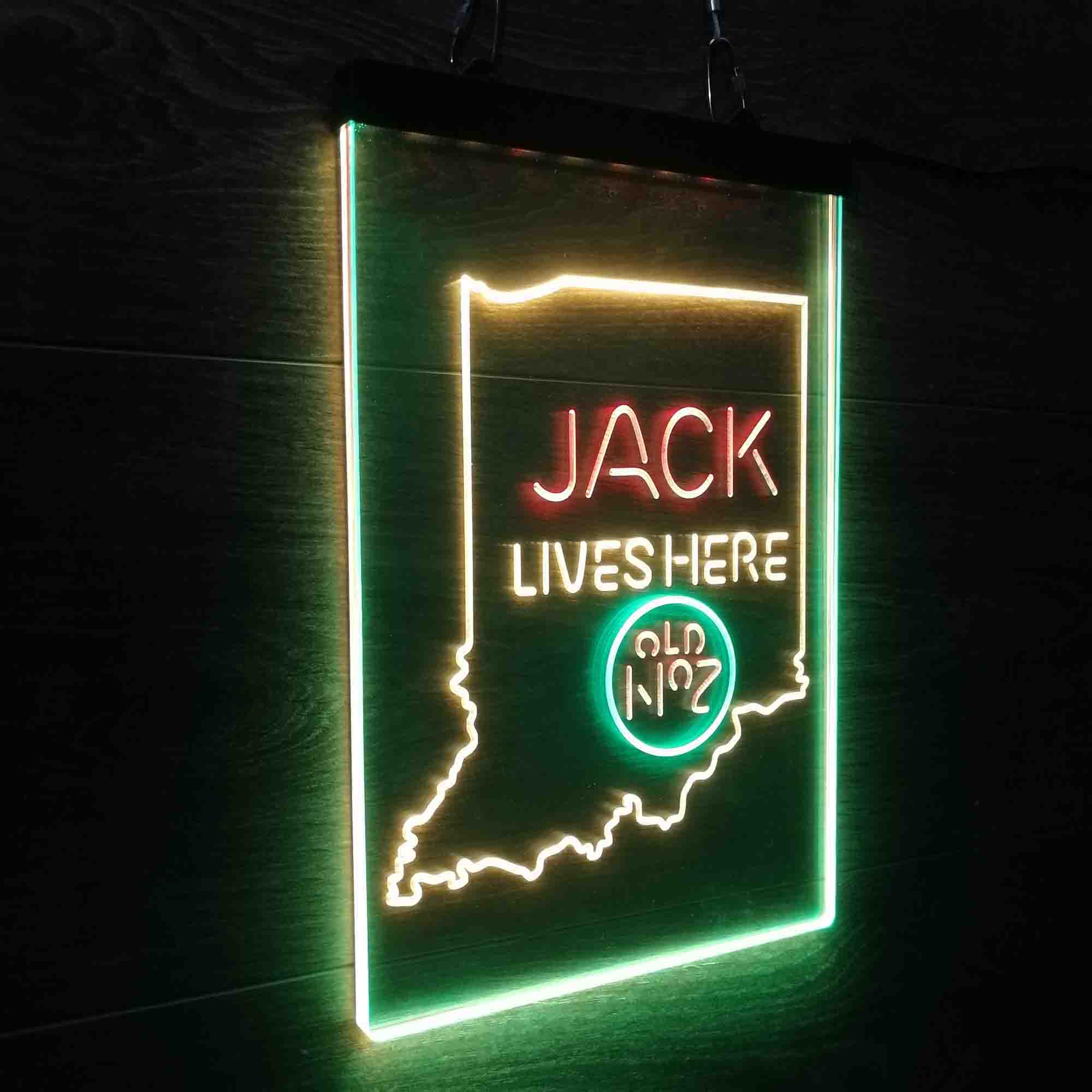 Indiana Jack Lives Here Neon 3-Color LED Sign