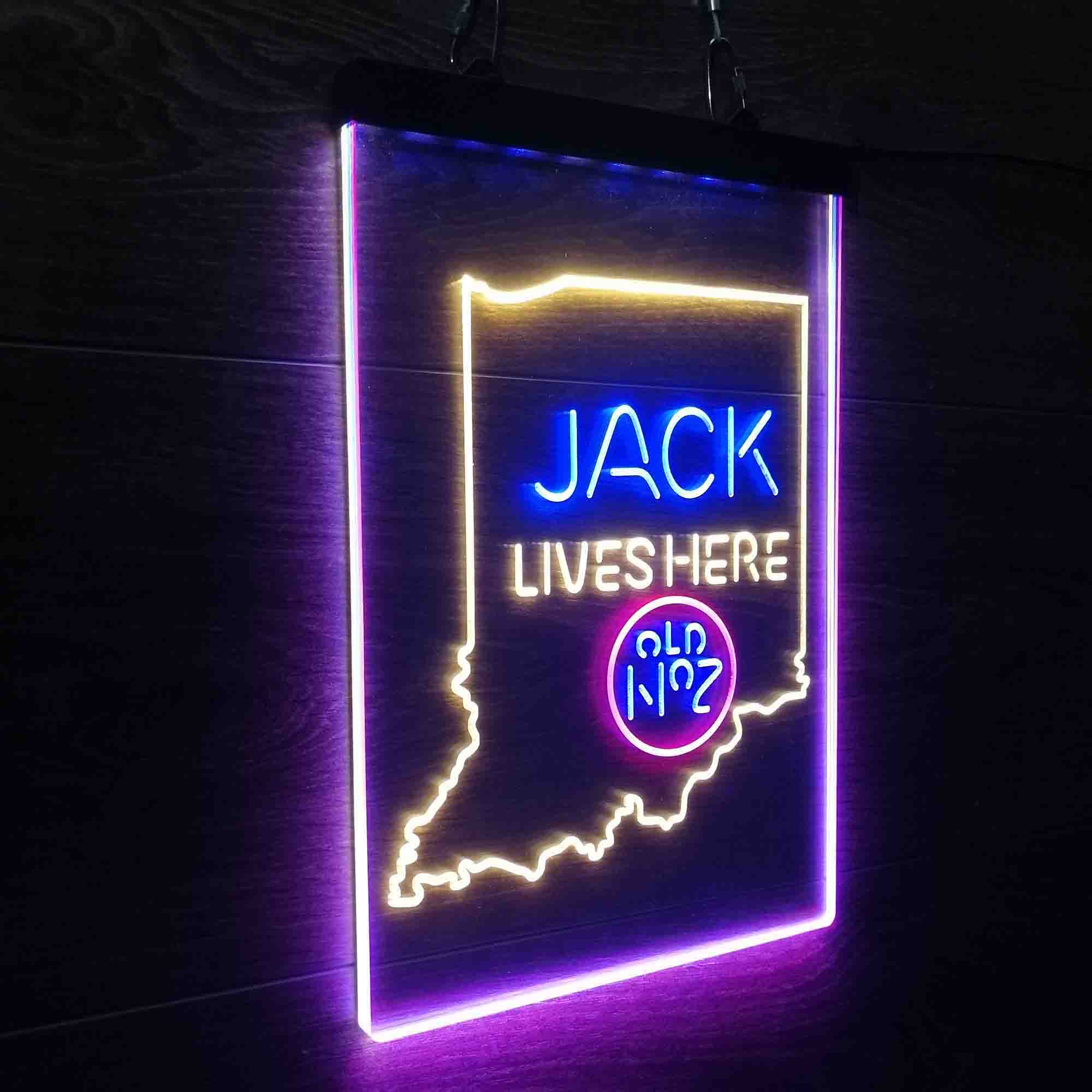 Indiana Jack Lives Here Neon 3-Color LED Sign