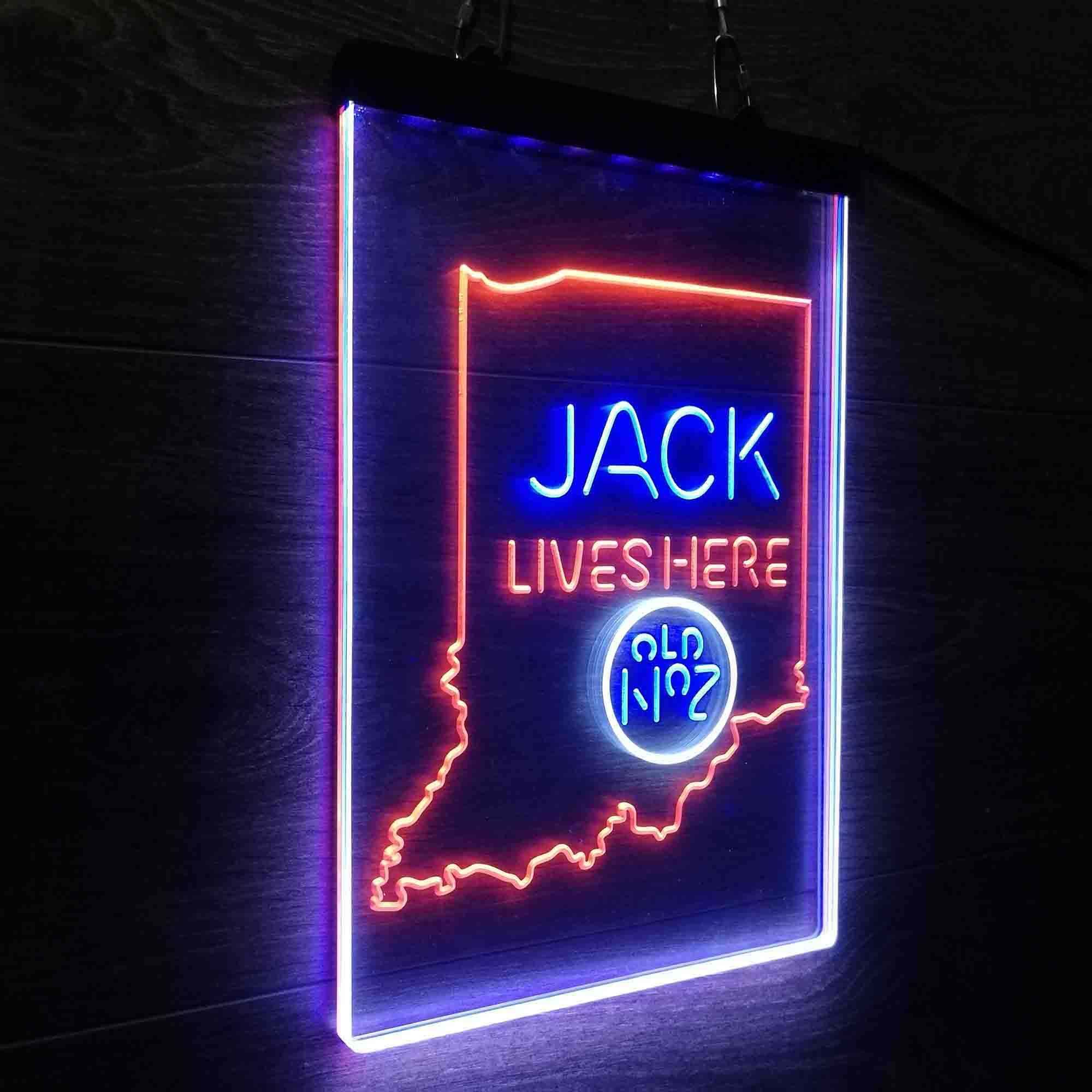 Indiana Jack Lives Here Neon 3-Color LED Sign