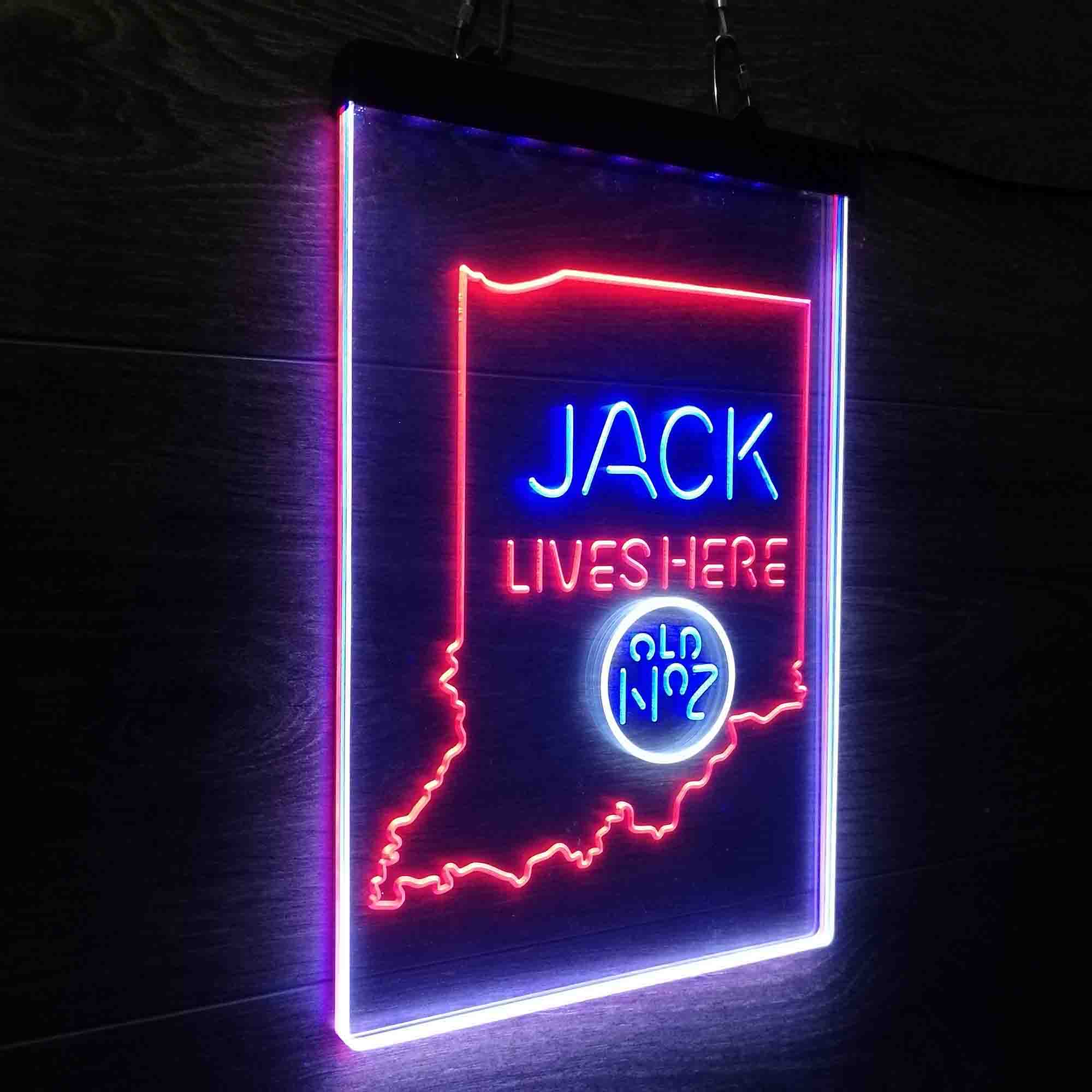 Indiana Jack Lives Here Neon 3-Color LED Sign