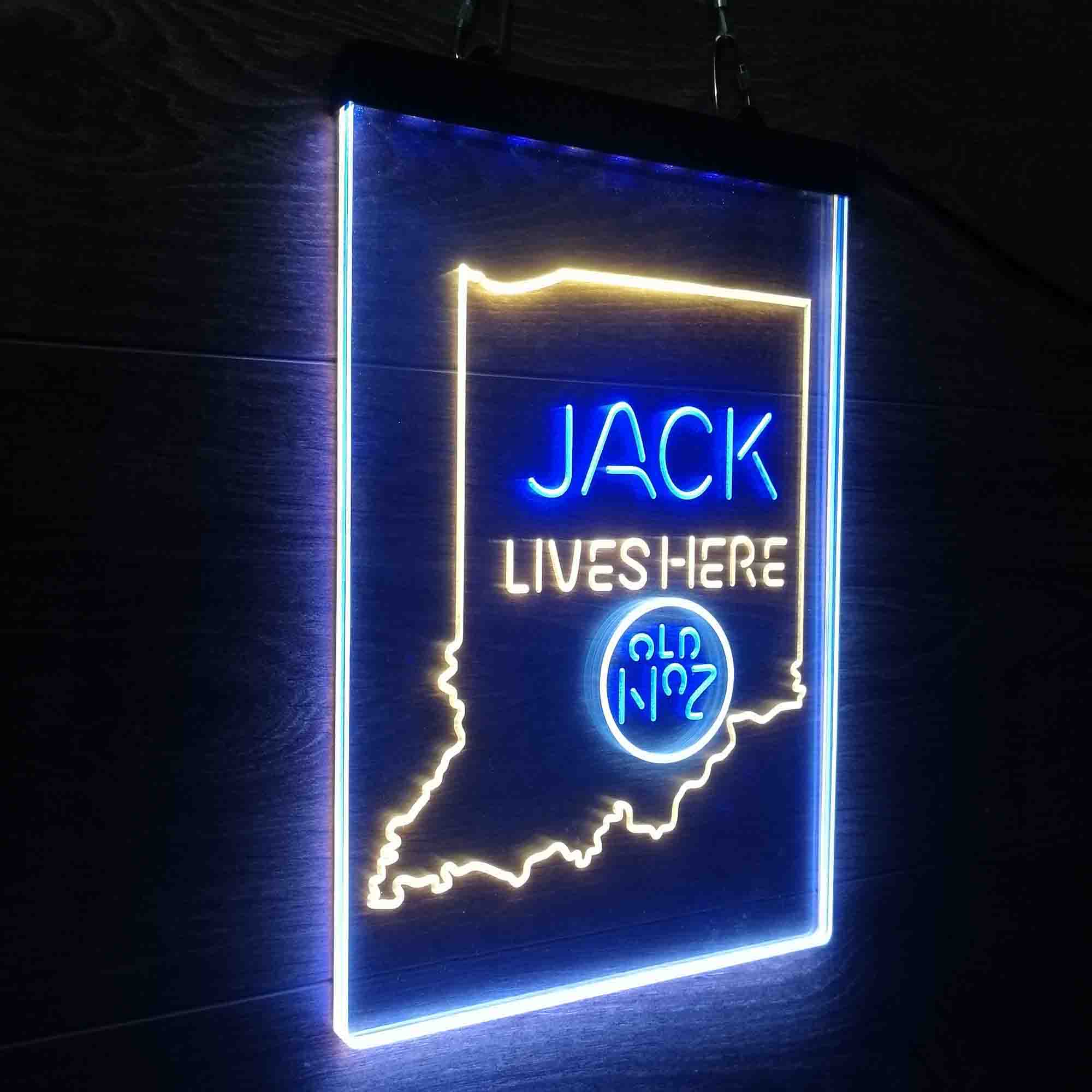 Indiana Jack Lives Here Neon 3-Color LED Sign