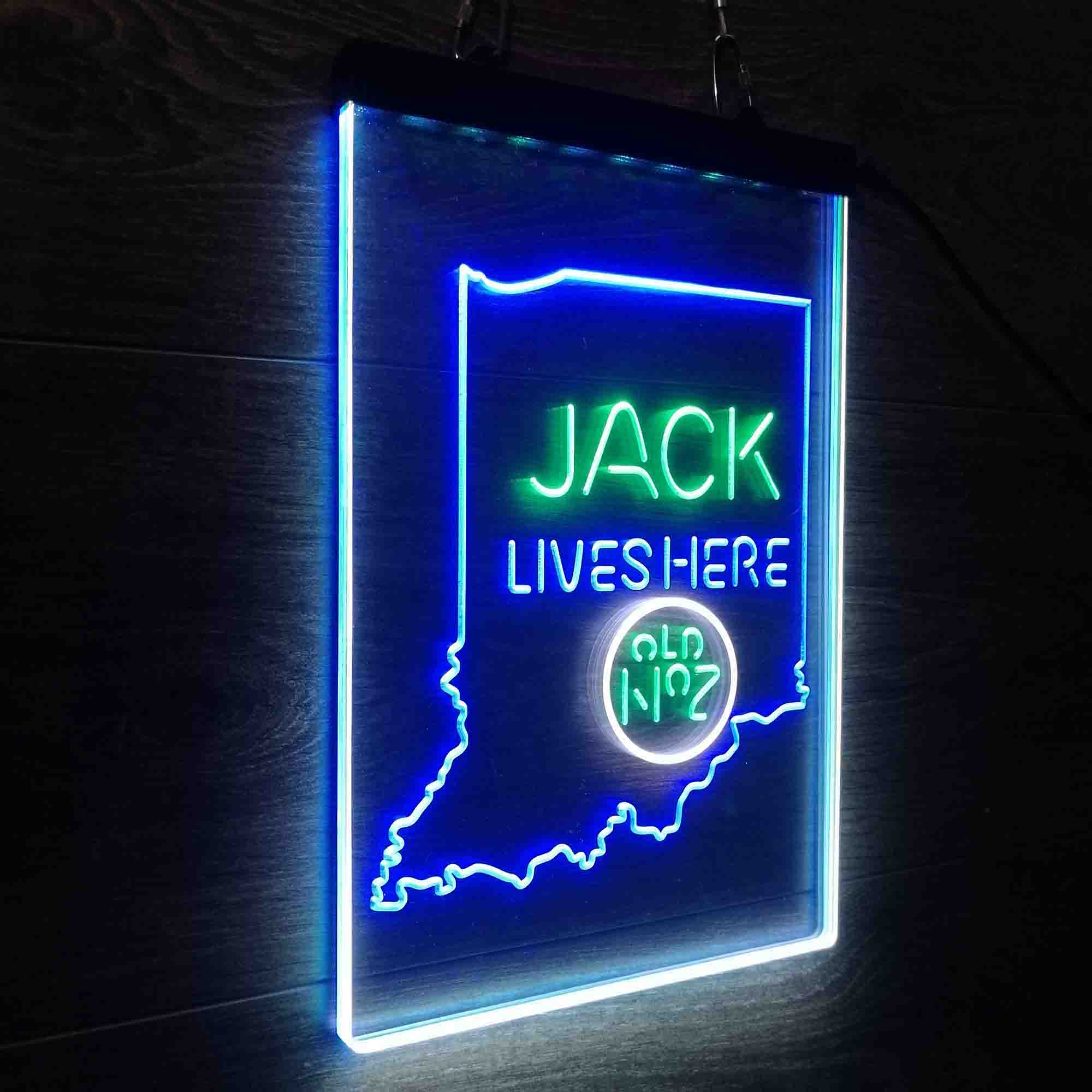 Indiana Jack Lives Here Neon 3-Color LED Sign