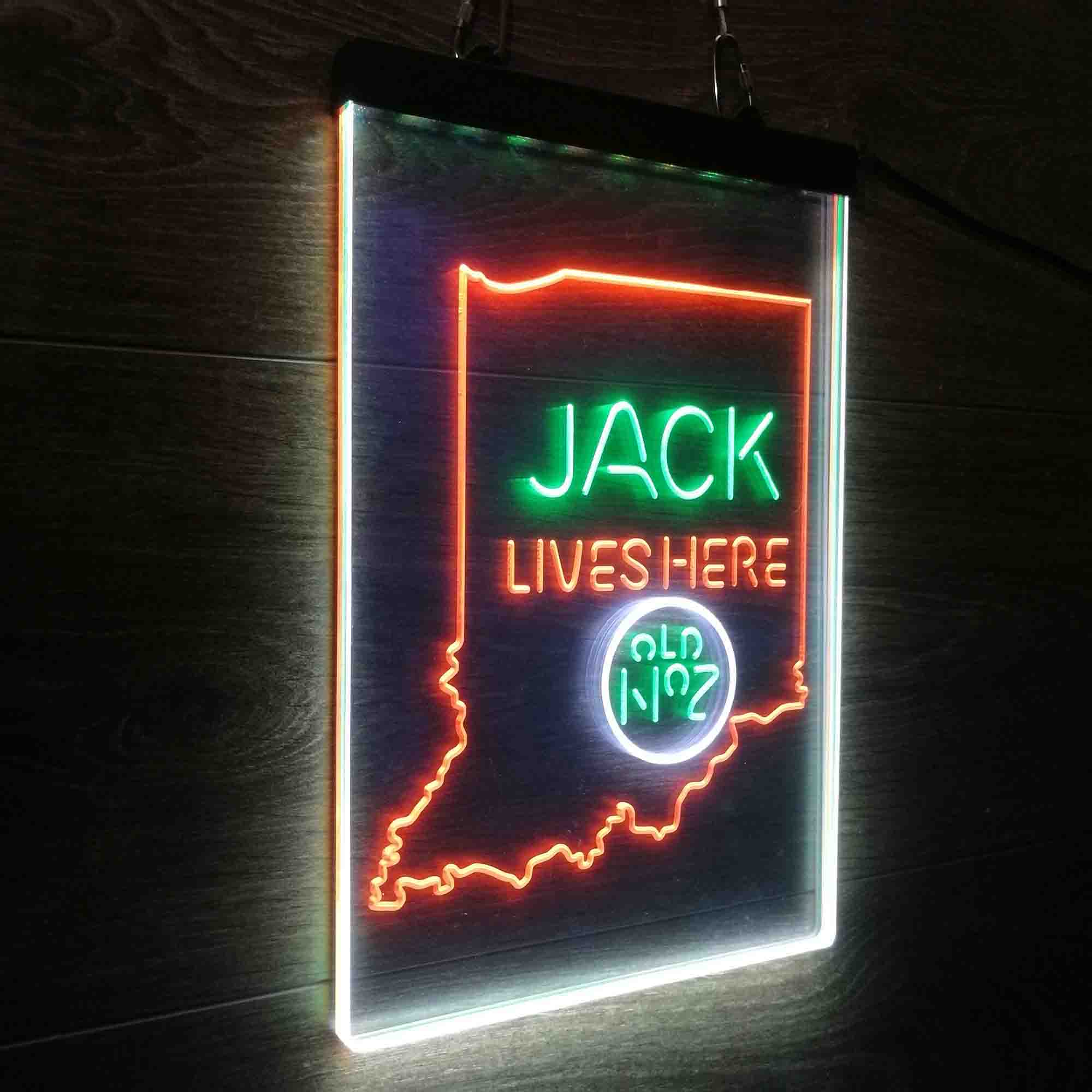 Indiana Jack Lives Here Neon 3-Color LED Sign