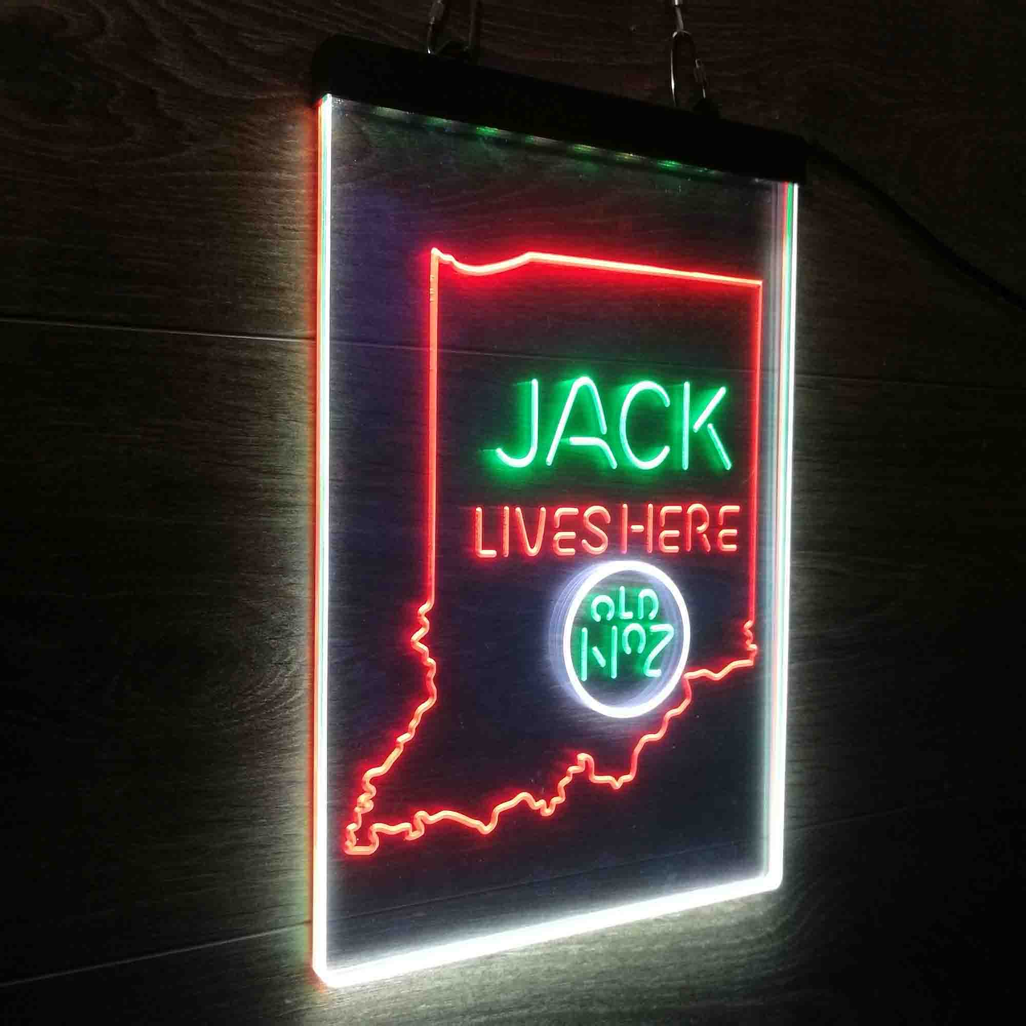 Indiana Jack Lives Here Neon 3-Color LED Sign