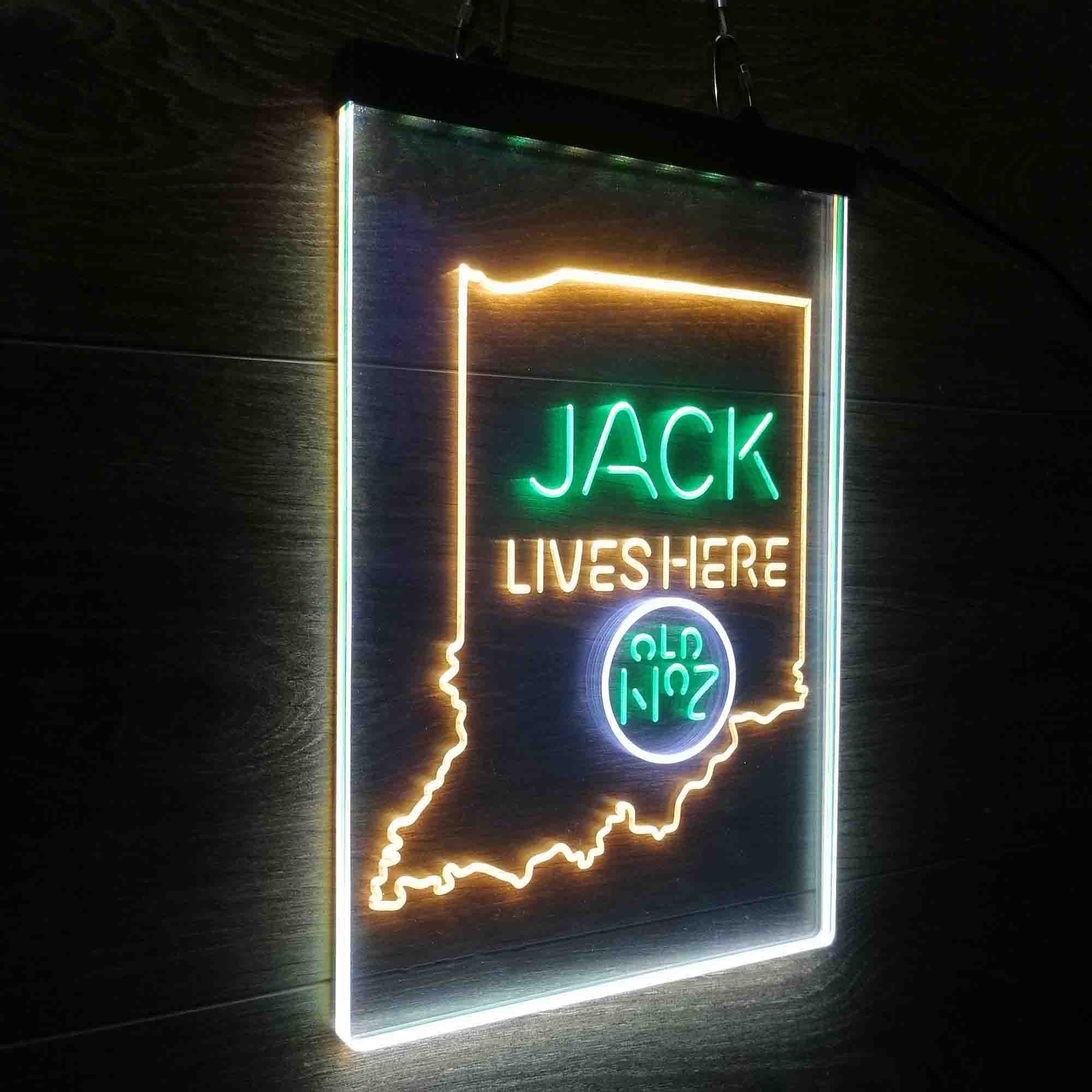 Indiana Jack Lives Here Neon 3-Color LED Sign