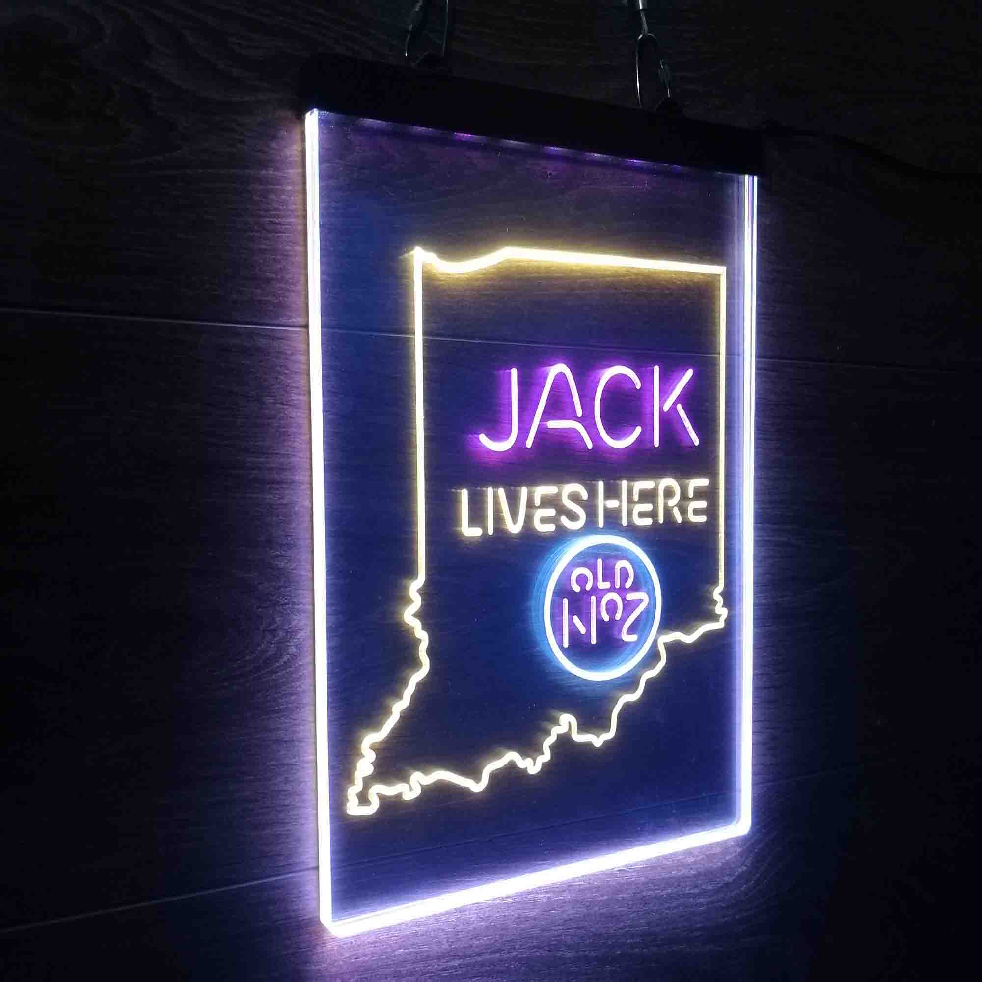 Indiana Jack Lives Here Neon 3-Color LED Sign