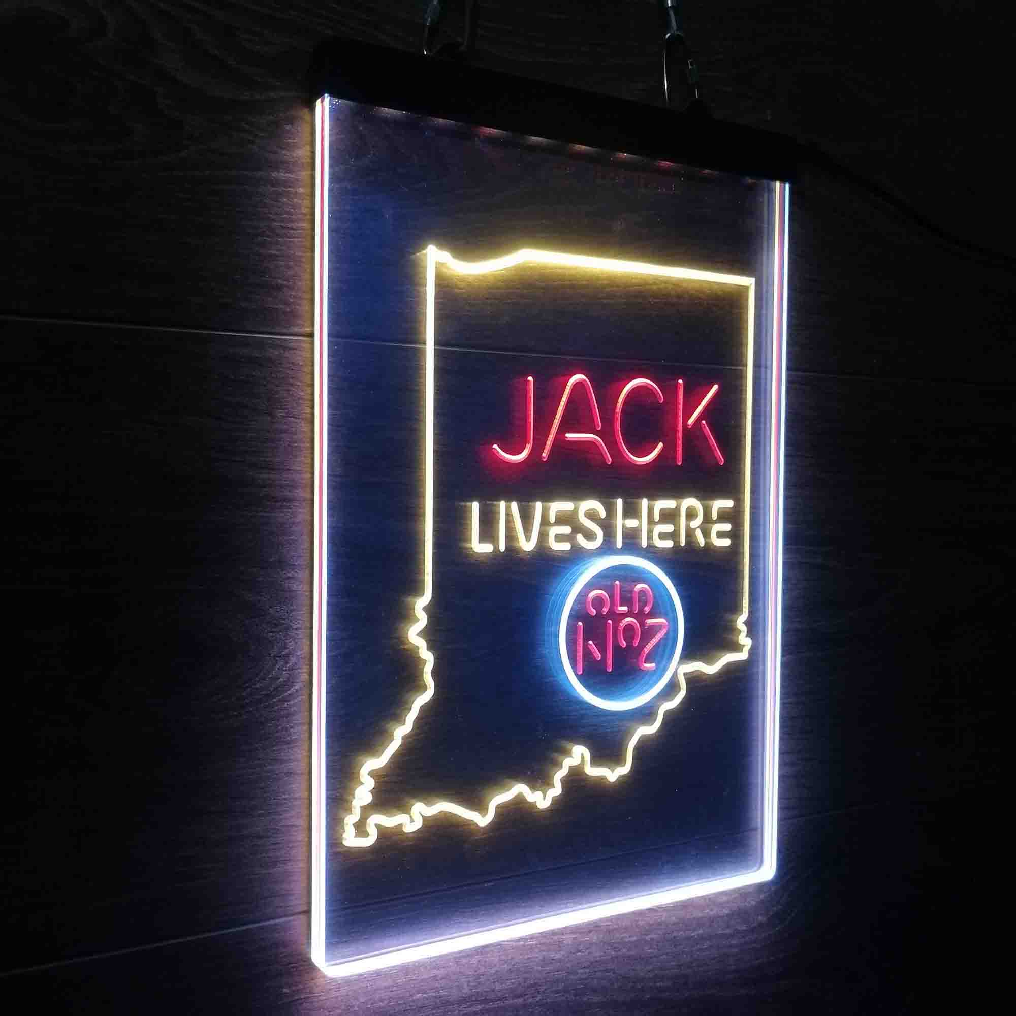 Indiana Jack Lives Here Neon 3-Color LED Sign