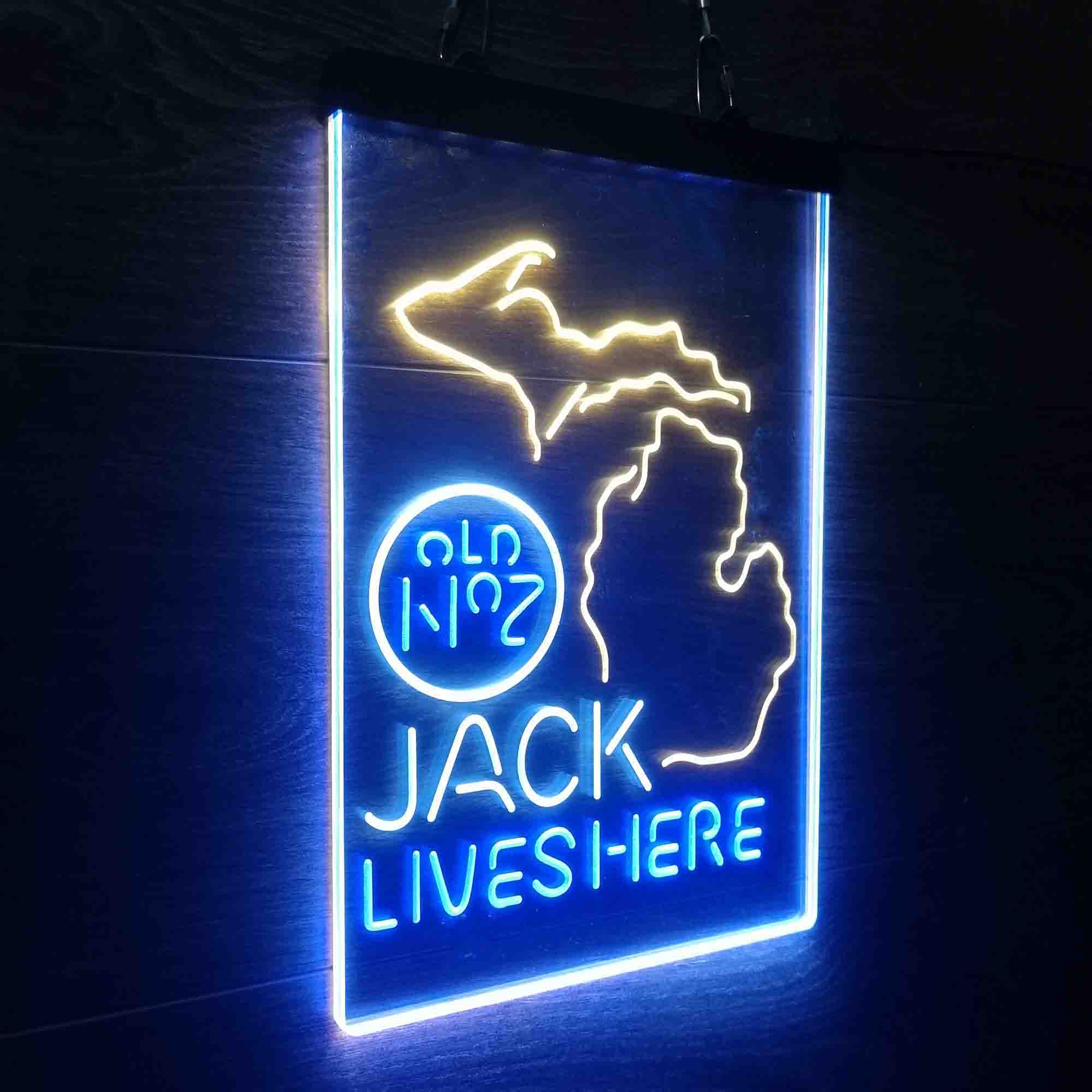 Michigan Jack Lives Here Neon 3-Color LED Sign